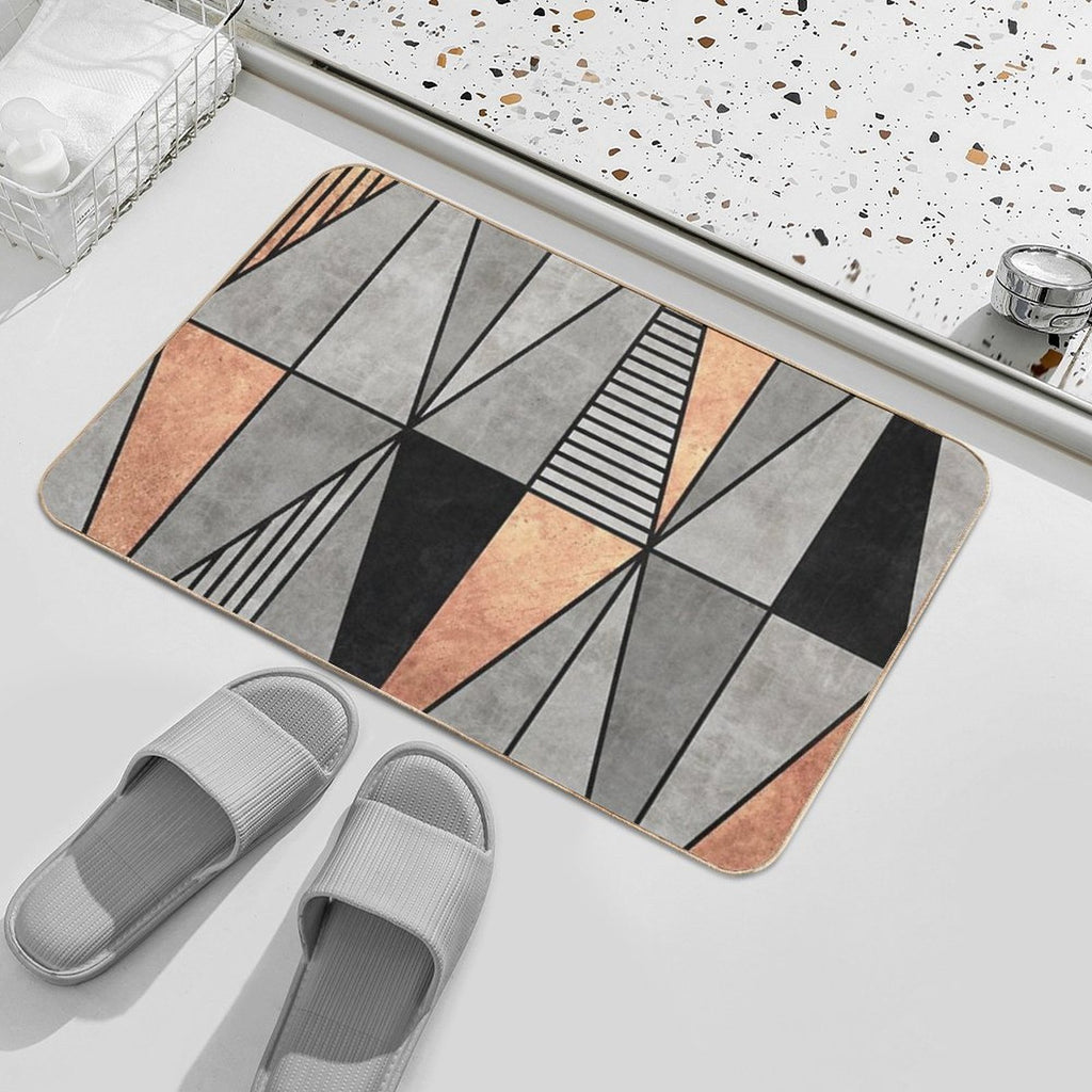 Concrete And Copper Triangles  Repositionable Bath Mat