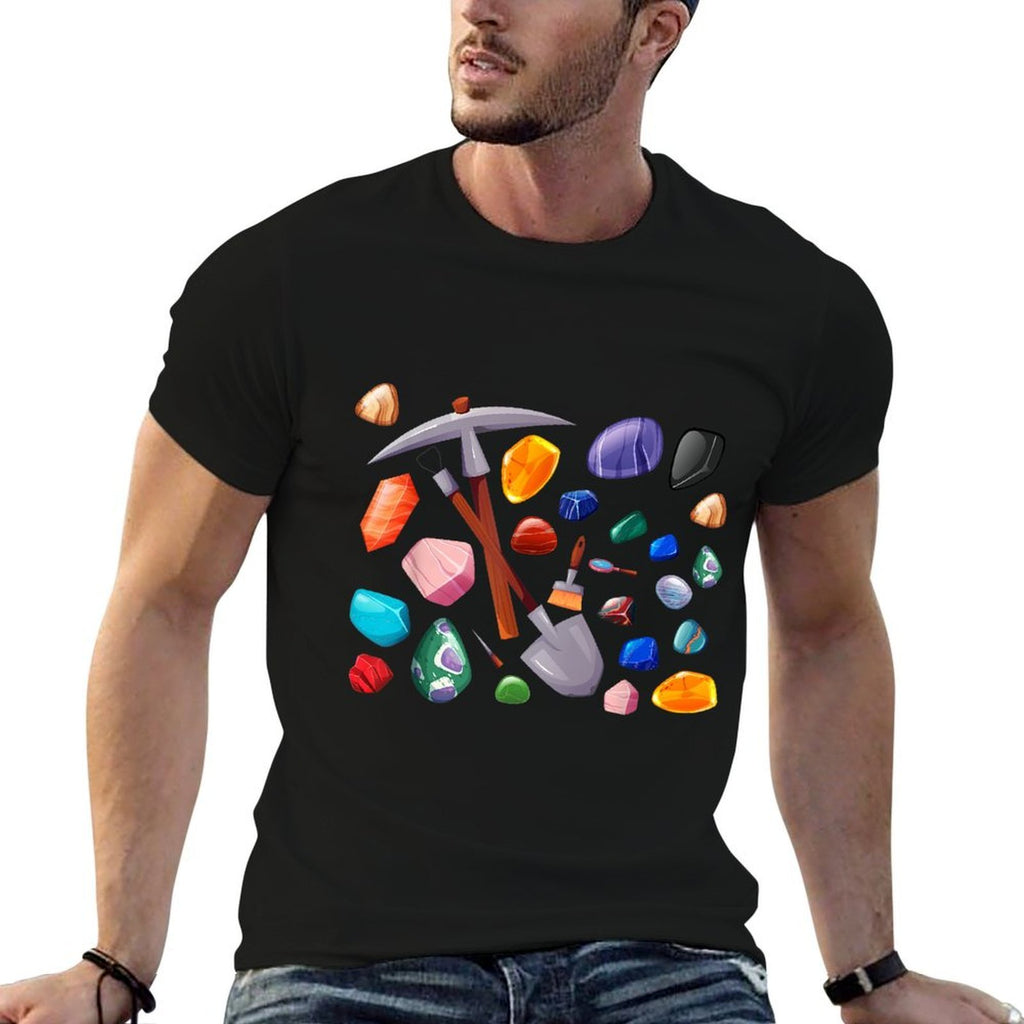 Crystals Minerals Hobby Geologist Gemstone Quotes Mining Tools Graphic Funny Science Gem Hunters Scientists, Small, Black  Easy-care T-Shirt