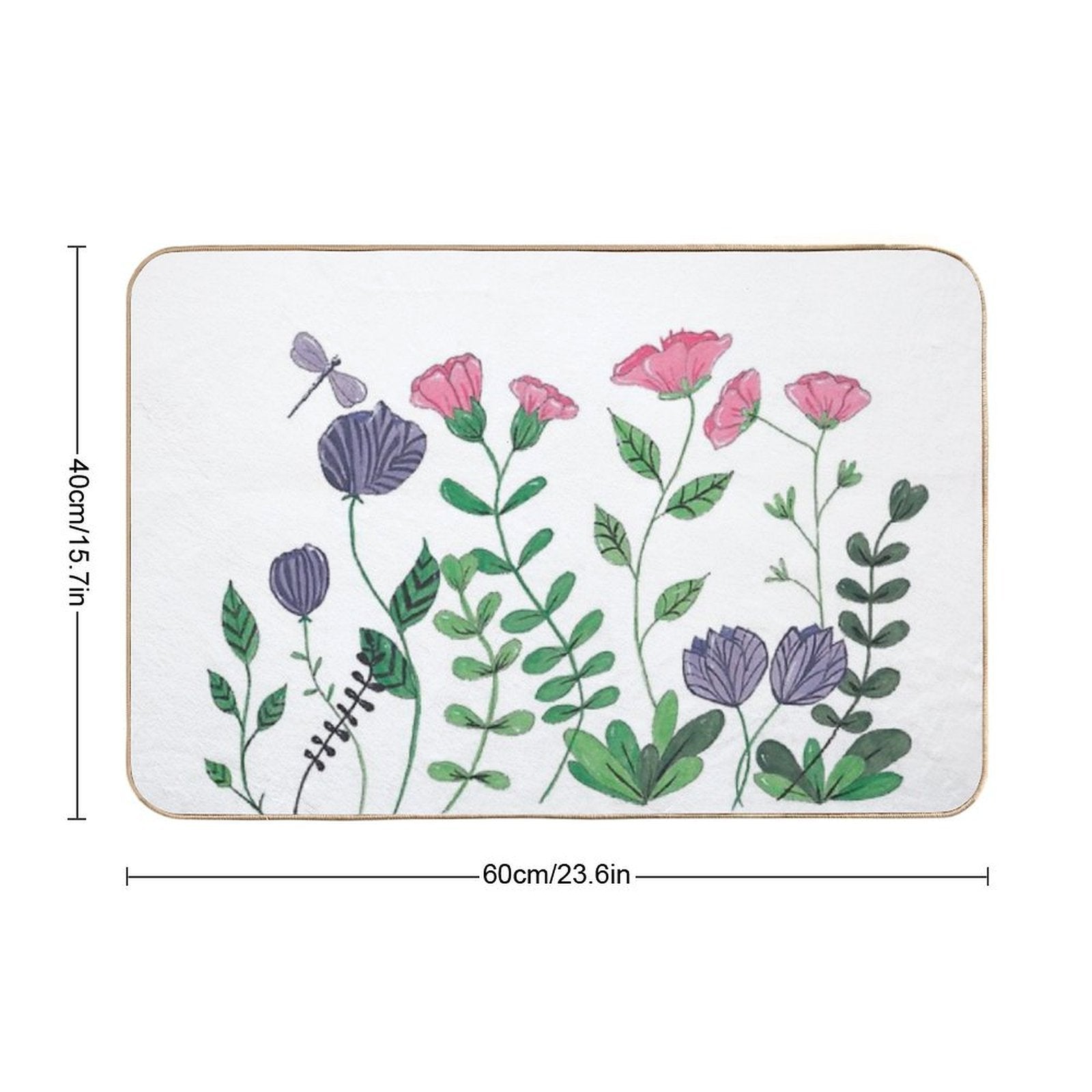 White Whimsy Garden  High-Traffic Bath Mat