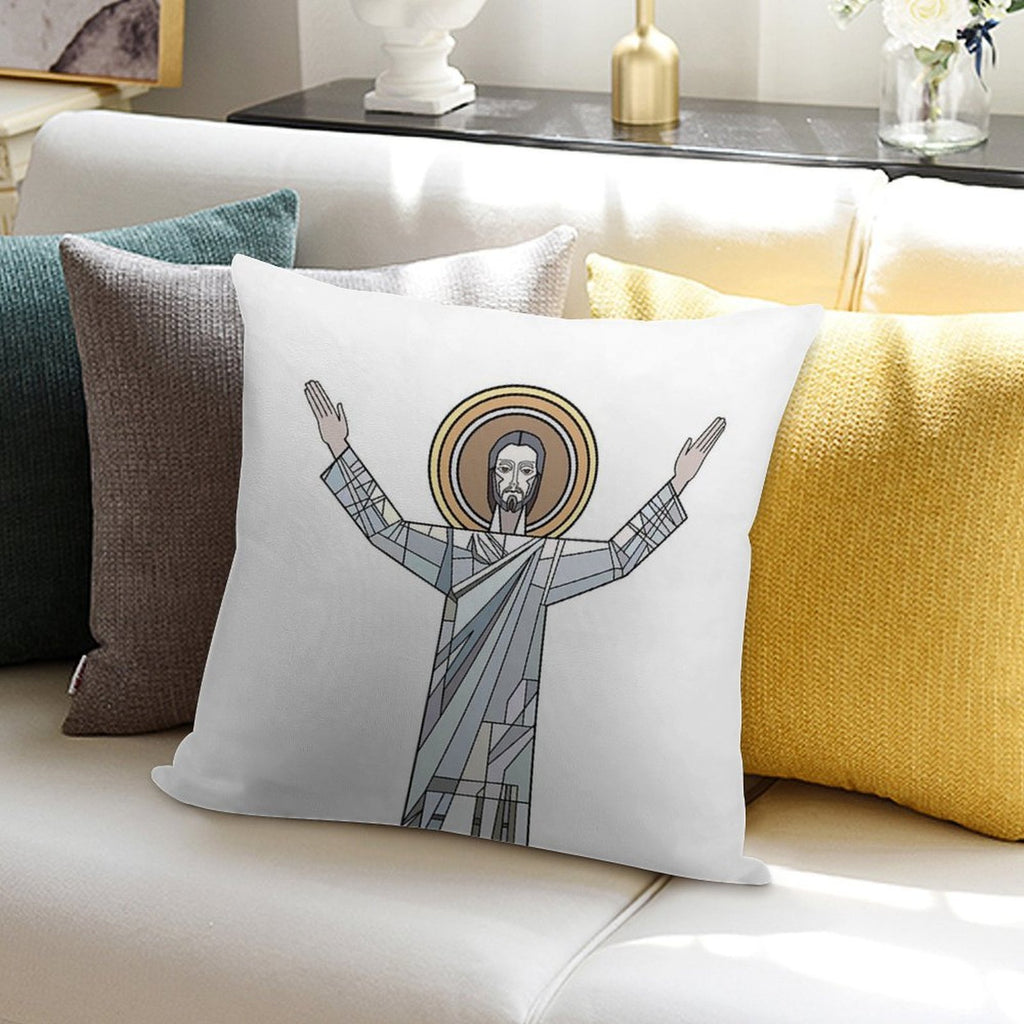 Touchdown Jesus Soft Luxury Feel Throw Pillow