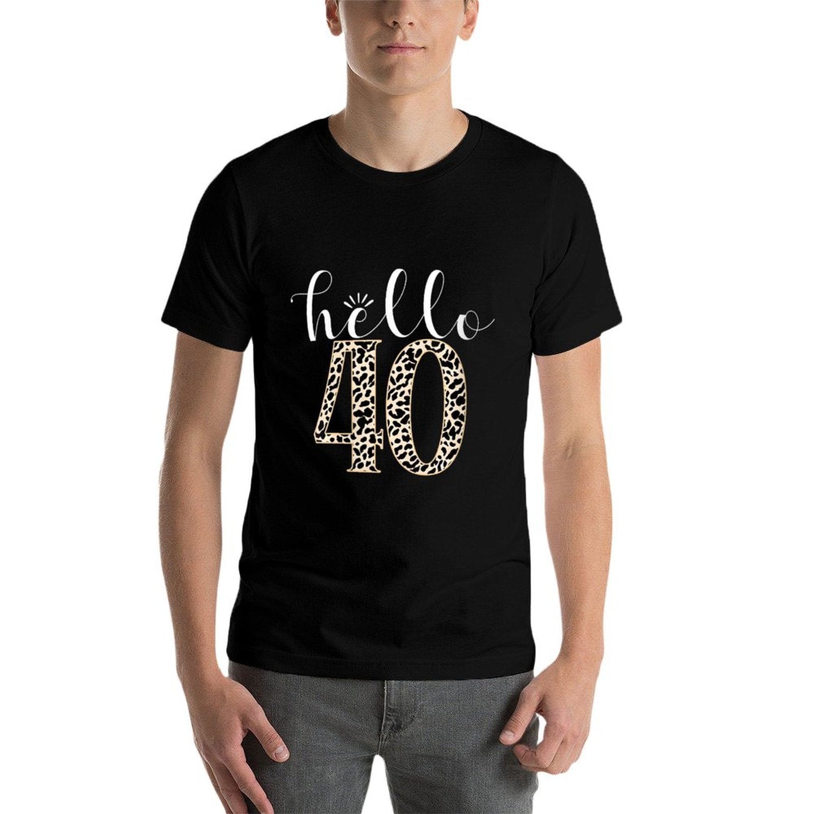 Womens Hello 40 Years Old Leopard 40th Birthday Gifts Men Women  Graphic-printed T-Shirt