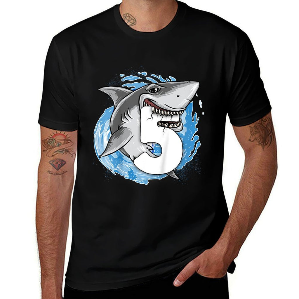 Kids Shark 5th Birthday Boy 5 Year Old Shark Theme Party 5 Shark  Vintage-inspired T-Shirt