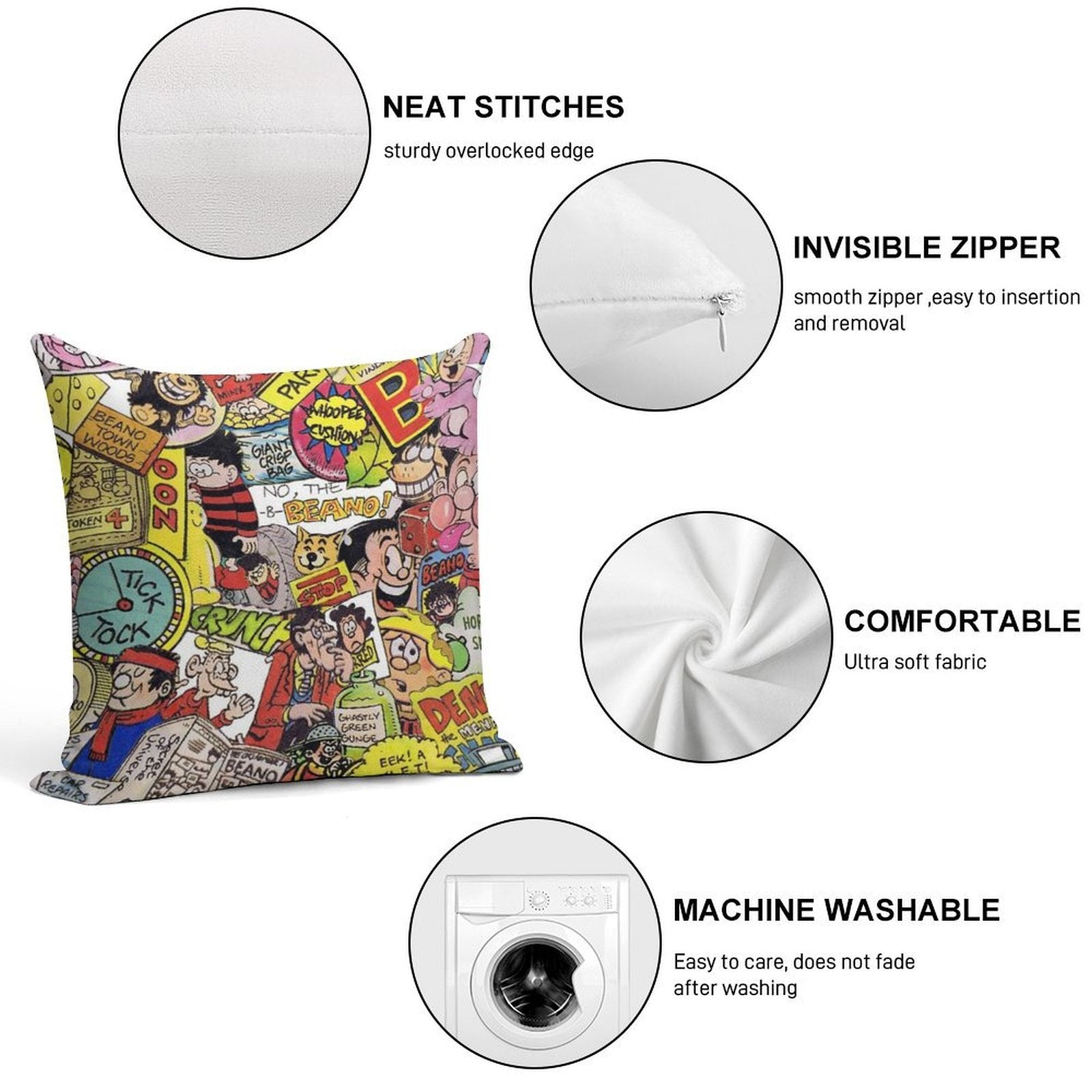 Beano Soft Skin-Friendly Throw Pillow