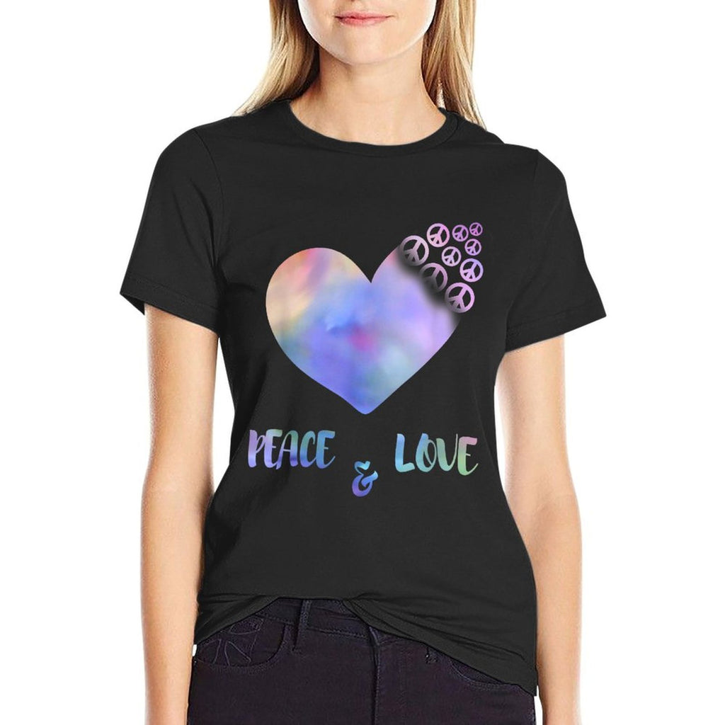 Peace Sign Spiral Love Heart 60S 70S Rainbow Abstract Print  Eco-friendly Material T-Shirt