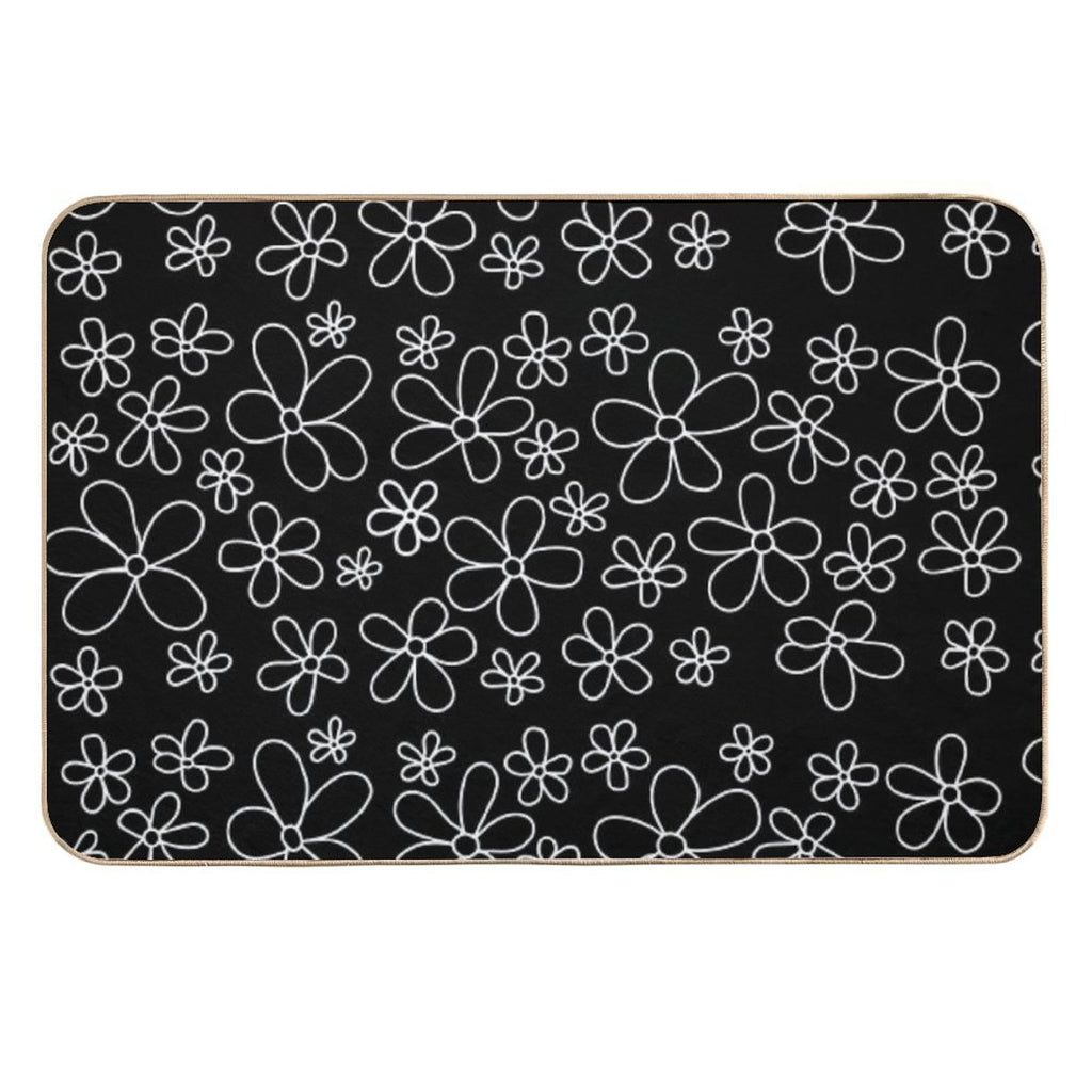 White Flowers  Pet-Safe Bath Mat