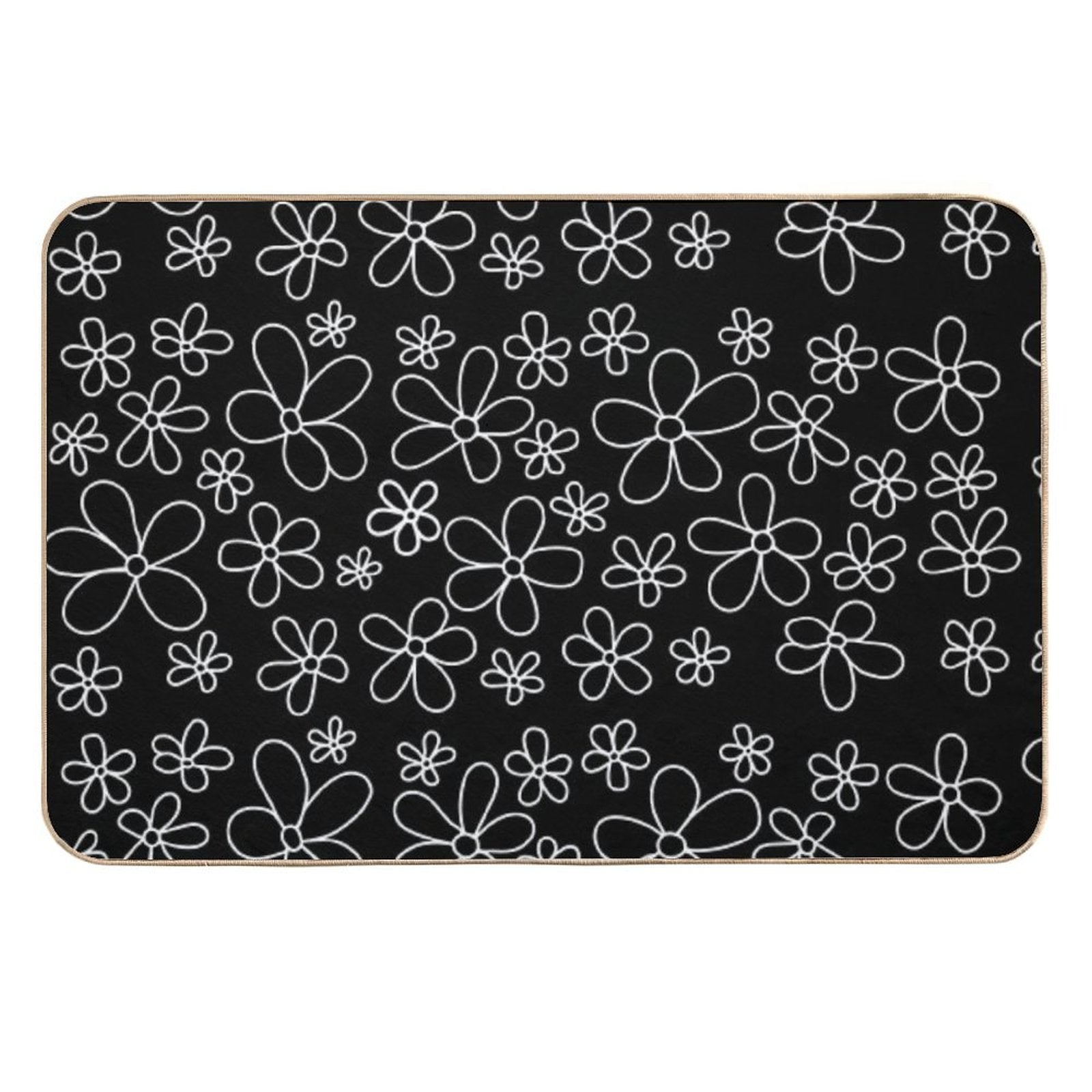 White Flowers  Pet-Safe Bath Mat