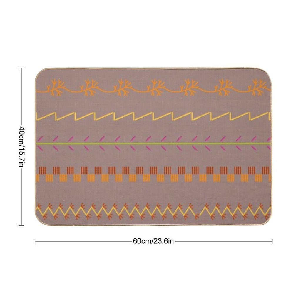 Sewing Stitch Patterns on Textured Fabric Effect Background  Anti-Trip Bath Mat
