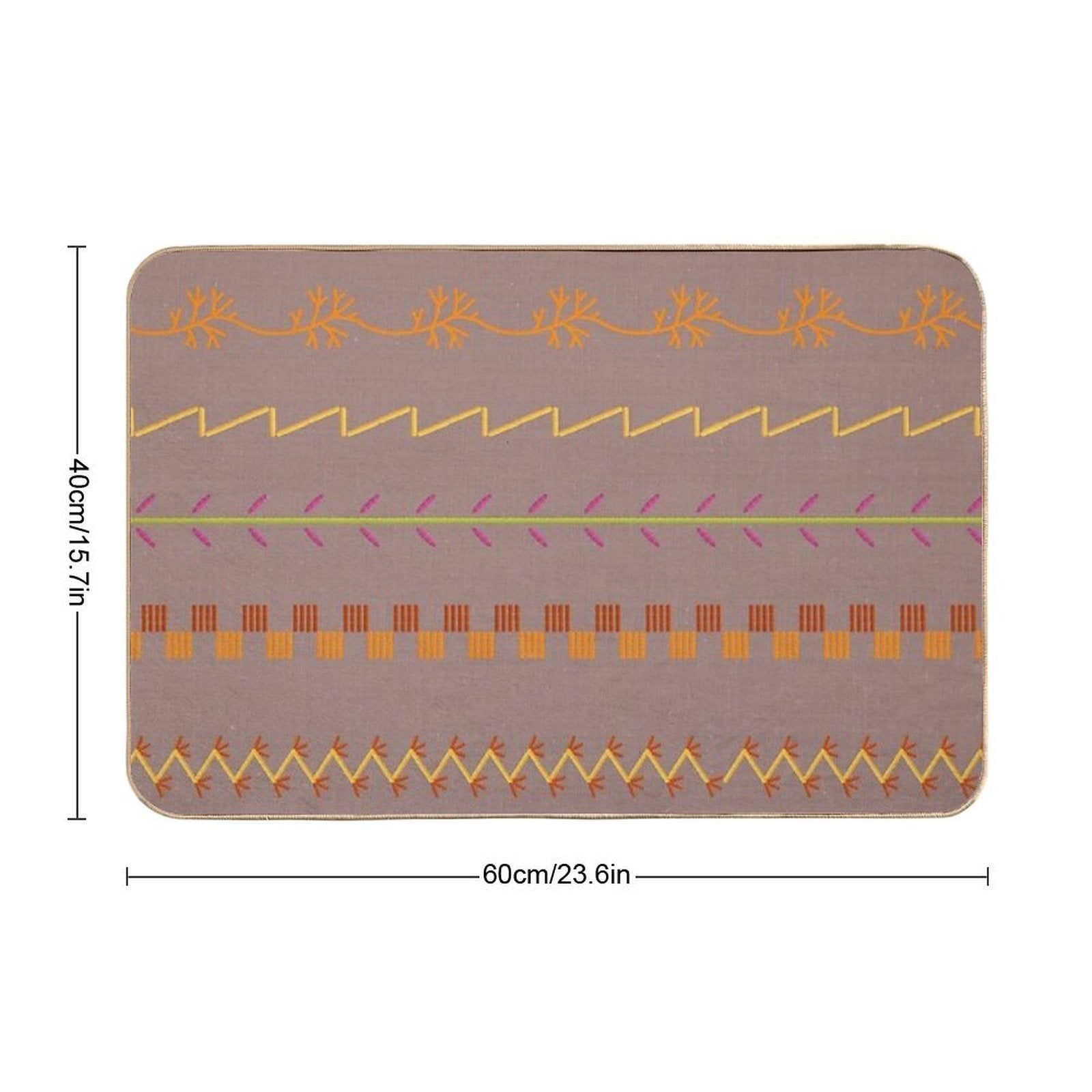 Sewing Stitch Patterns on Textured Fabric Effect Background  Anti-Trip Bath Mat
