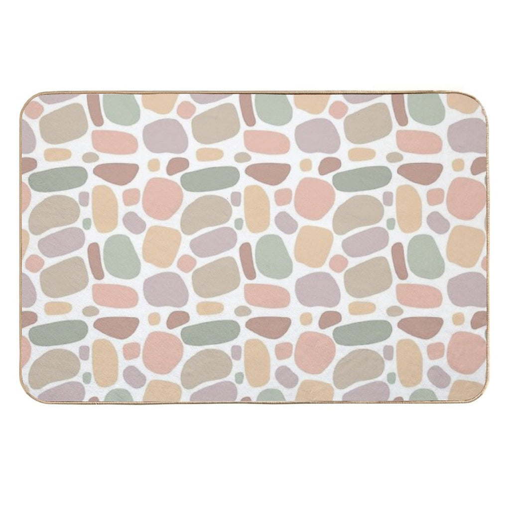 Boho Abstract Free-Form Pattern  Terracotta And Pastel Organic Shapes  Odorless Bath Mat
