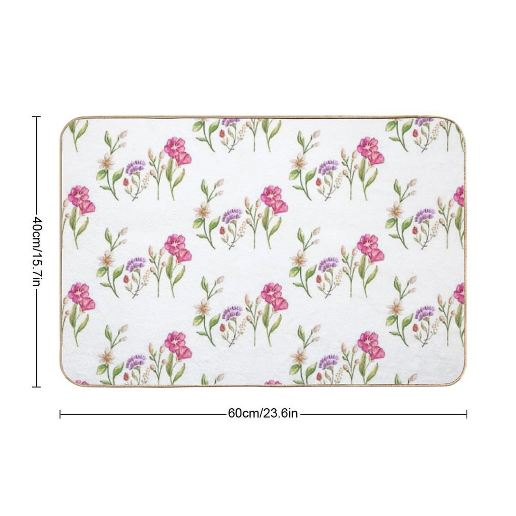 Watercolor Floral Design  Eco-Friendly Bath Mat