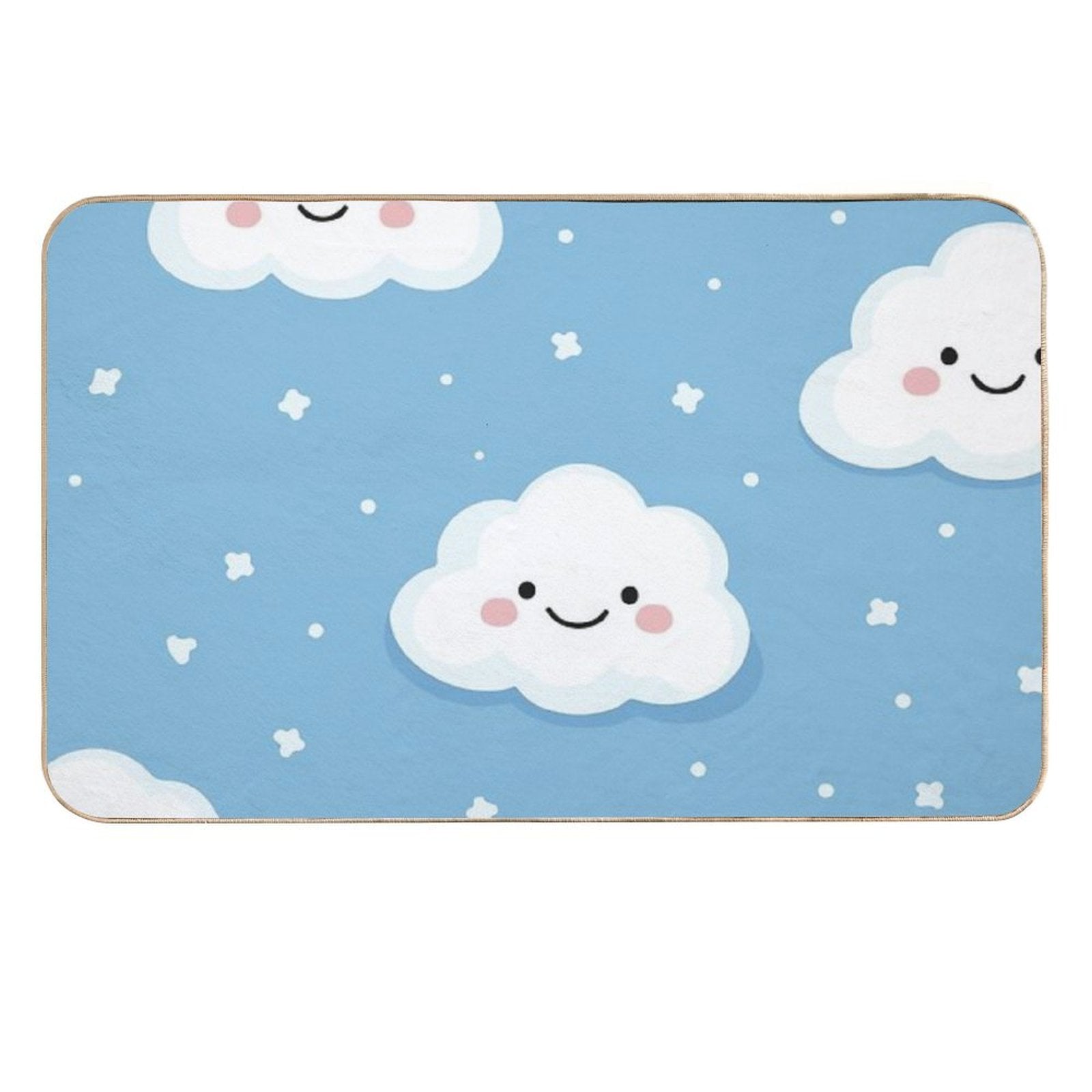 Cute Smiling Clouds  Repositionable Bath Mat