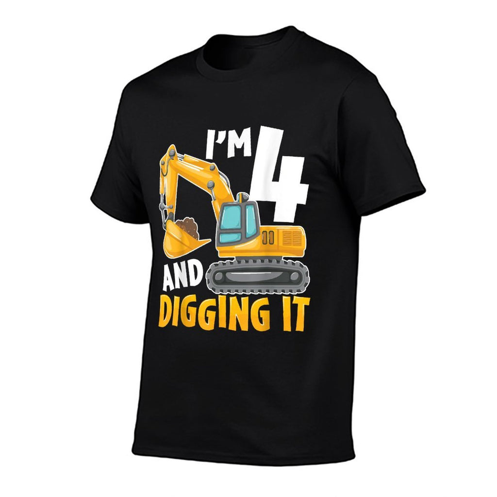I'm Four 4 Year Old 4th Birthday Boy Excavator Construction  Odor-resistant T-Shirt
