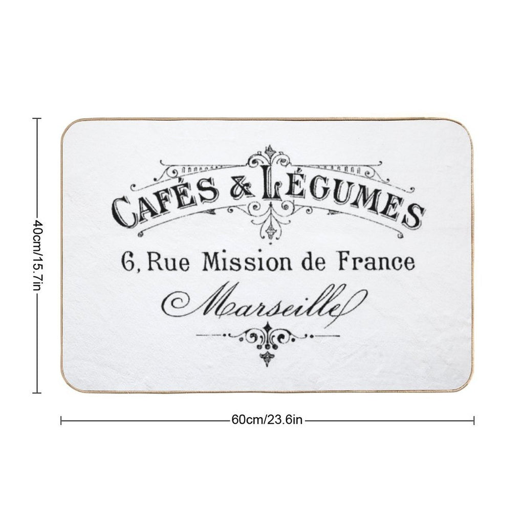 French Cafe & Lemgumes  Stain-Proof Bath Mat