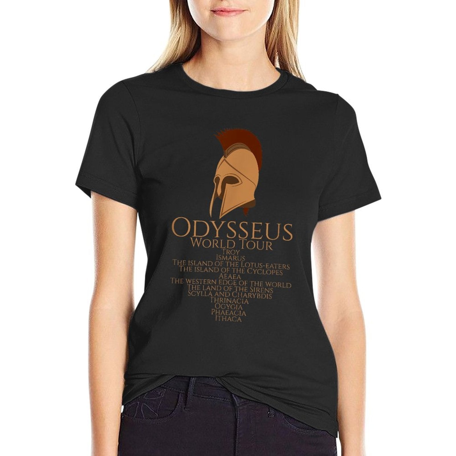 Odysseus World Tour - Ancient Greek Epic Mythlogy  Ribbed Collar T-Shirt