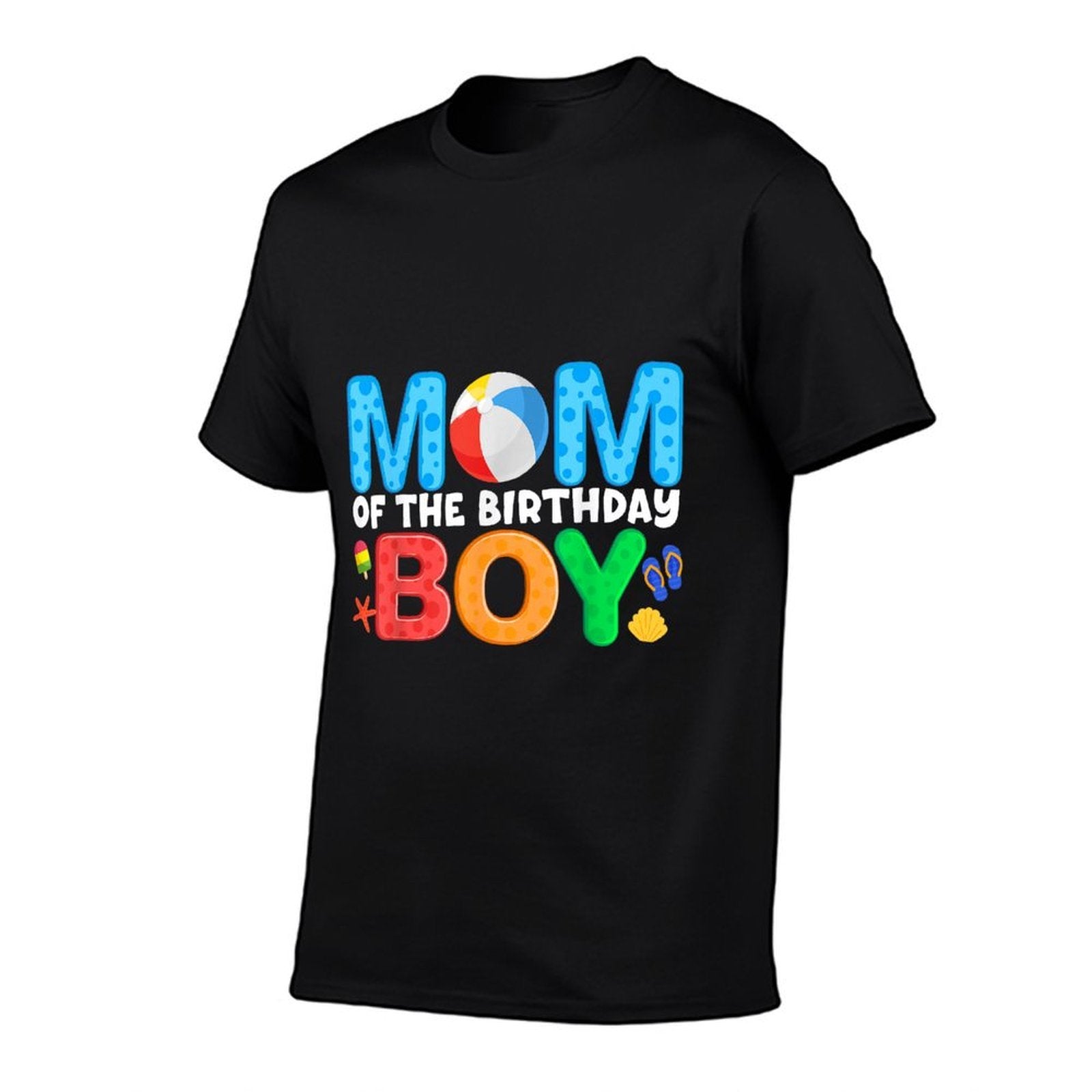 Mom Birthday Boy Kids Beach Ball Theme Party Pool Matching  Cotton T-Shirt