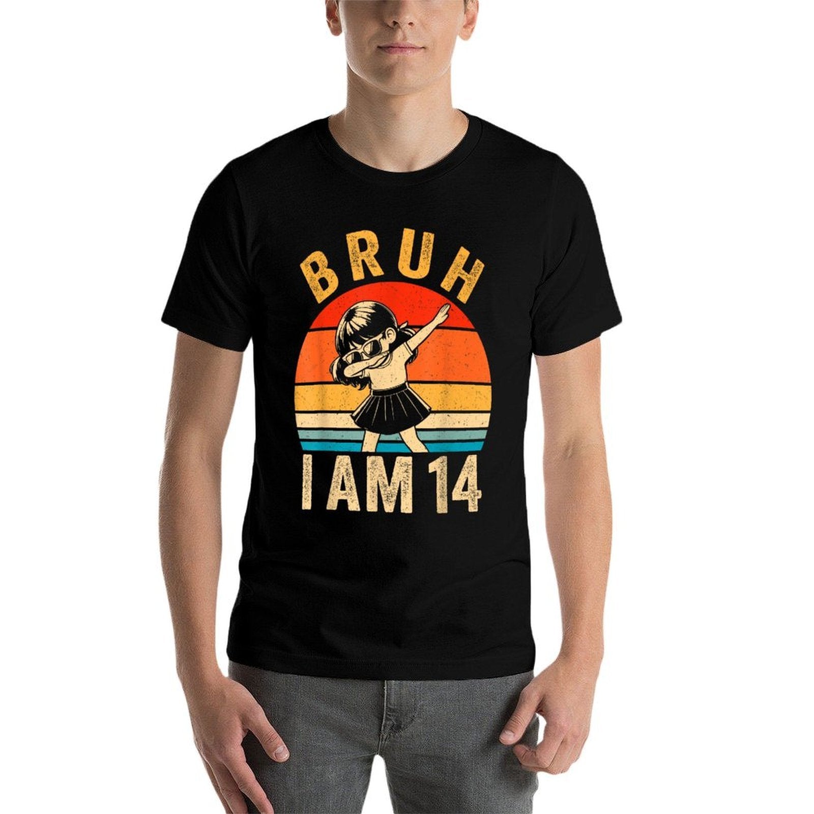 14 Year Old Birthday Dabbing Girl Bruh It's My 14th Birthday  Stretchy T-Shirt