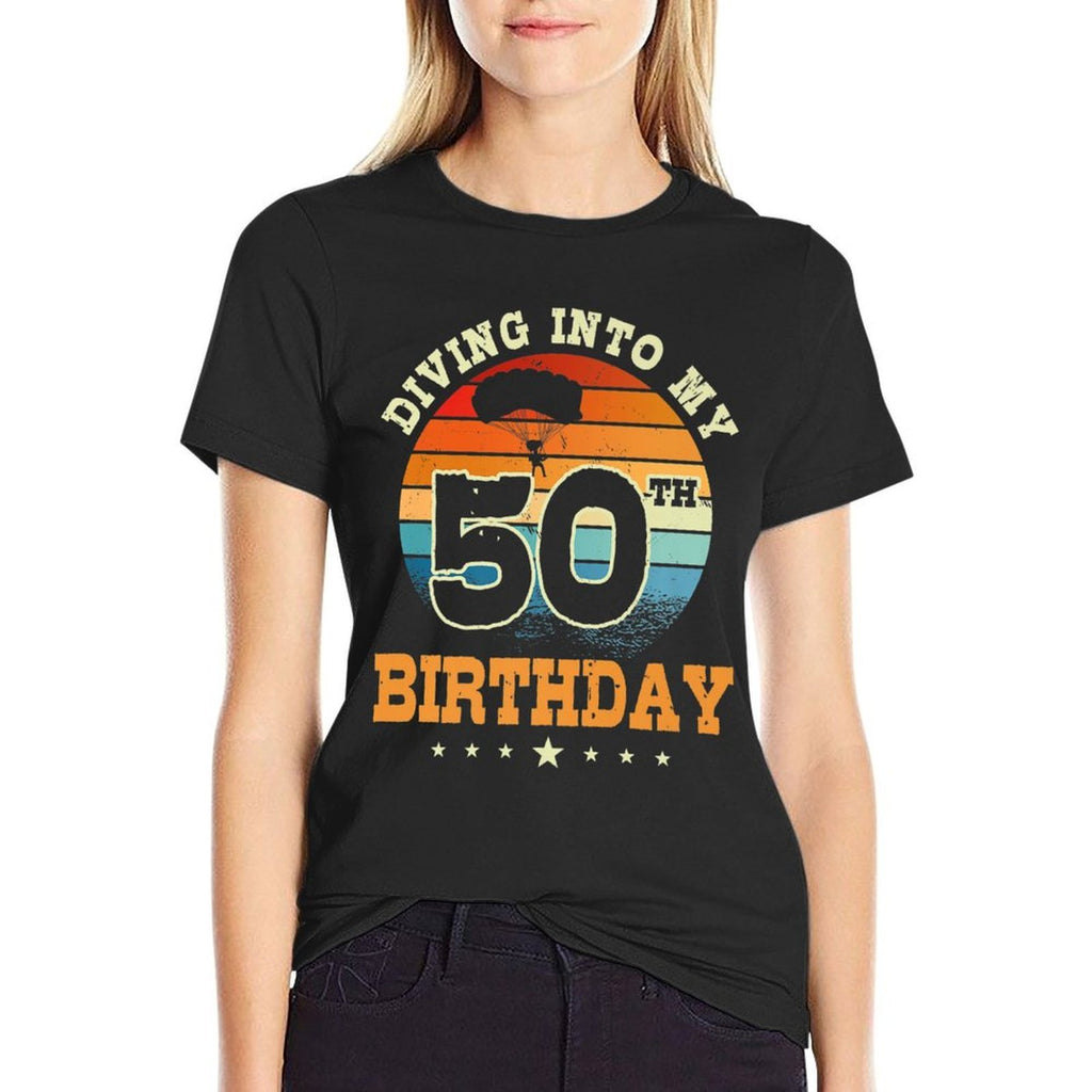 Diving Into My 50th Birthday Sky Diving Parachute Lover Premium  Lightweight T-Shirt