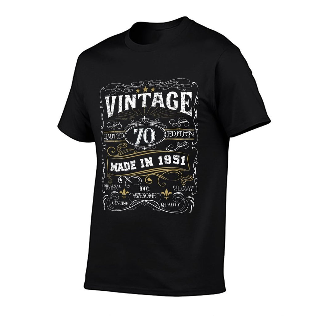 Vintage 1951 Limited Edition Classic 70th Birthday  Ribbed Collar T-Shirt