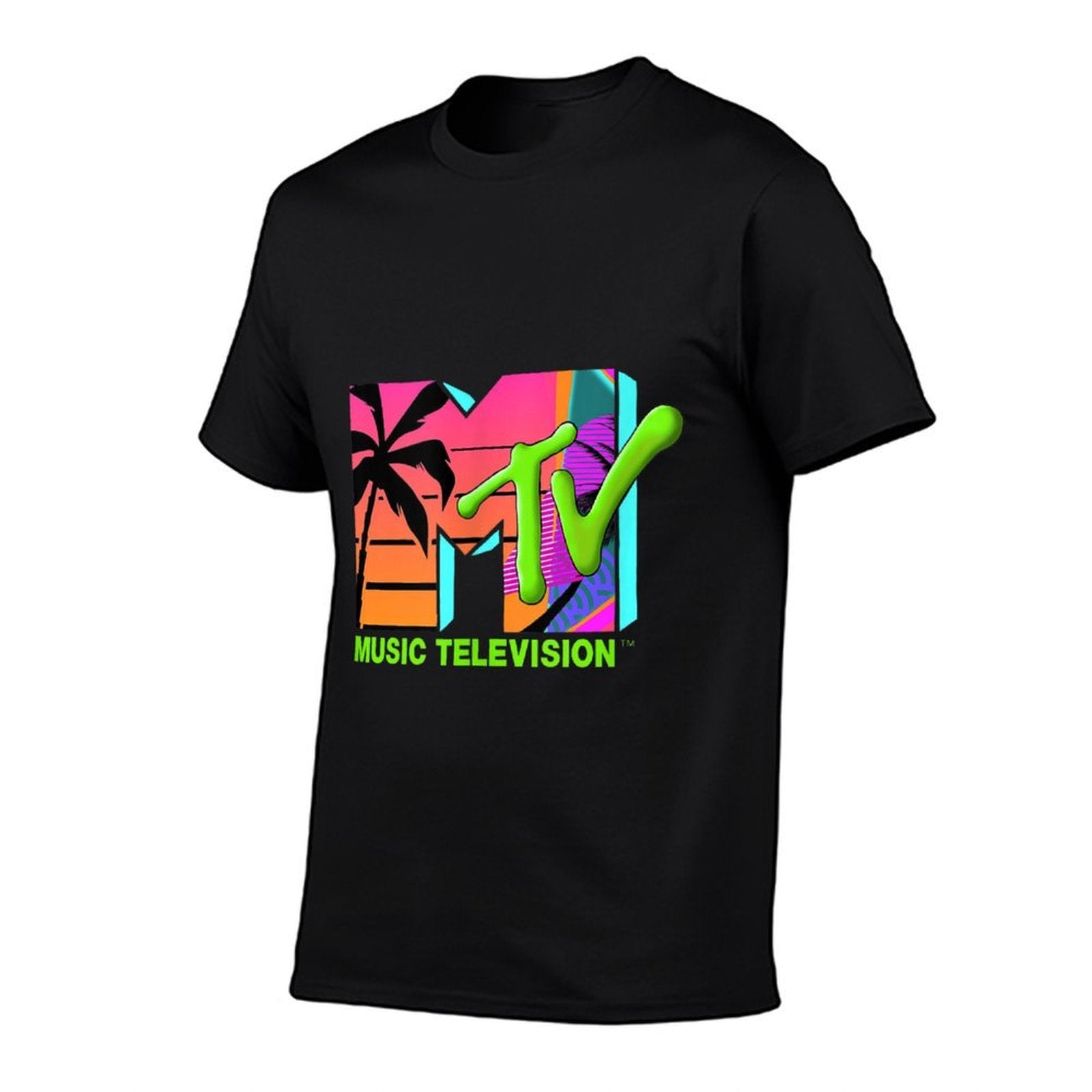 Mademark X MTV - The Official MTV Logo with Retro Palms in Paradise  Trendy Pattern T-Shirt