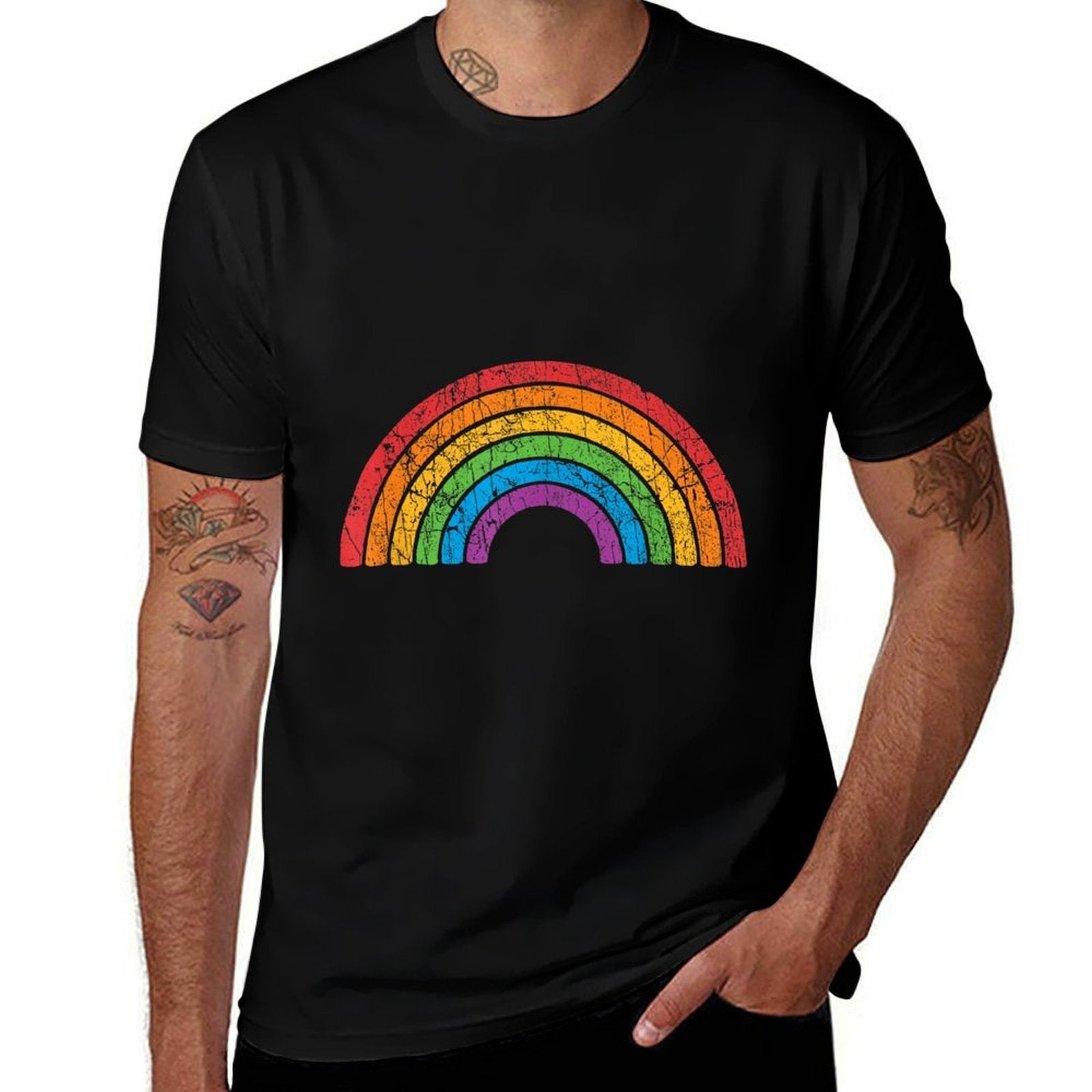 LGBTQ Rainbow Gay Pride LGBT Awareness Ally Vintage  Summer-ready Fabric T-Shirt