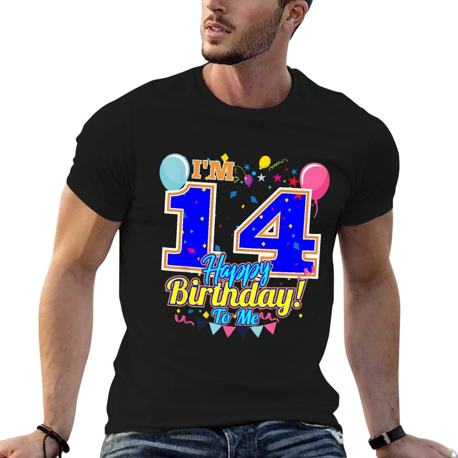 I'm 14 Years Old Happy Birthday to Me 14th Birthday  Rolled Sleeves T-Shirt