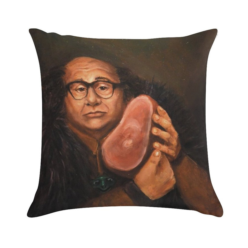 Danny Devito And His Beloved Ham Soft Short Plush Fabric Throw Pillow
