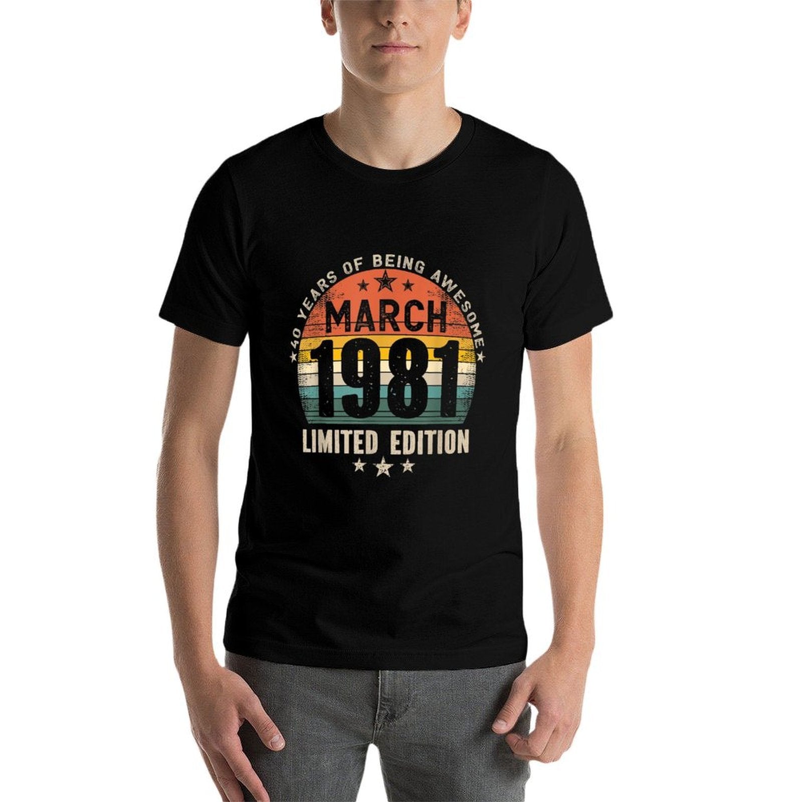 40 Years Old Made in March 1981 Vintage 40th Birthday  Summer-ready Fabric T-Shirt