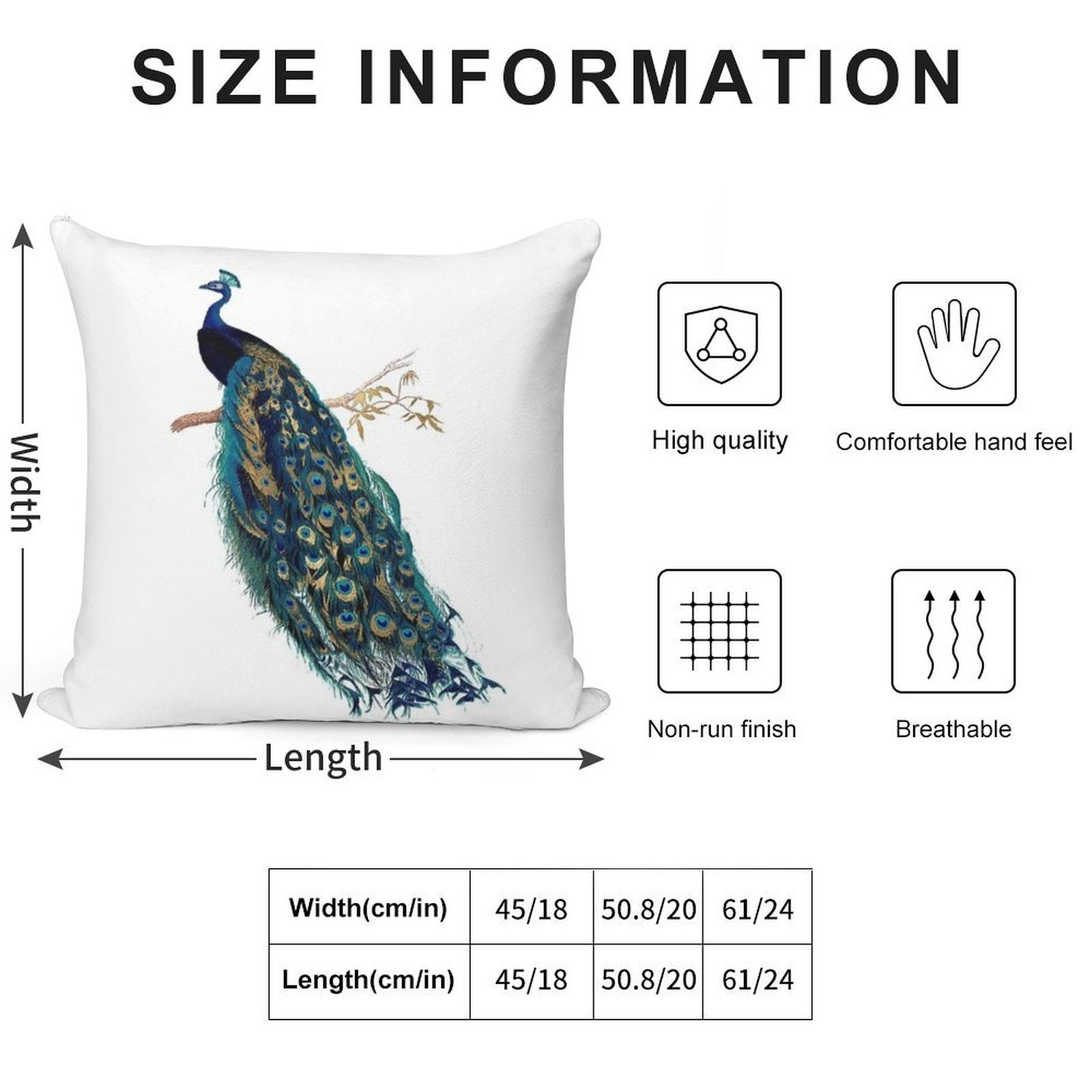 Vintage Peacock Soft Shrink-Resistant Throw Pillow