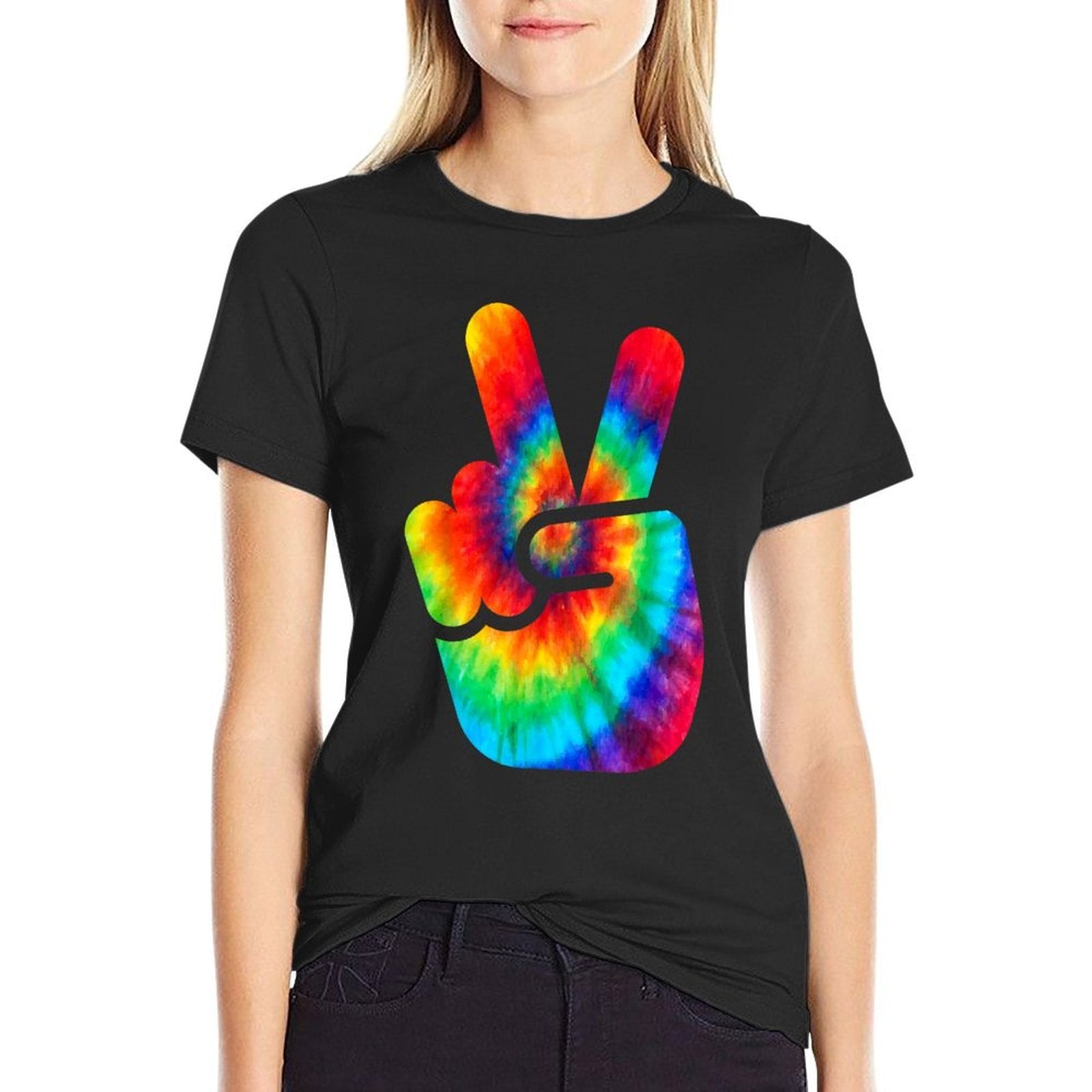 Cool Peace Hand Tie Dye For Boys And Girls  High-quality Stitching T-Shirt