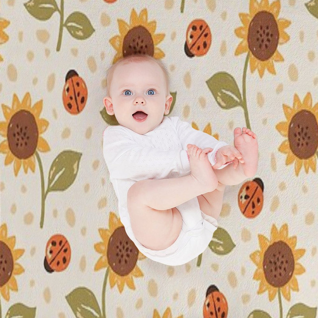 Sunflowers And Ladybugs Shrink-resistant Throw Blanket
