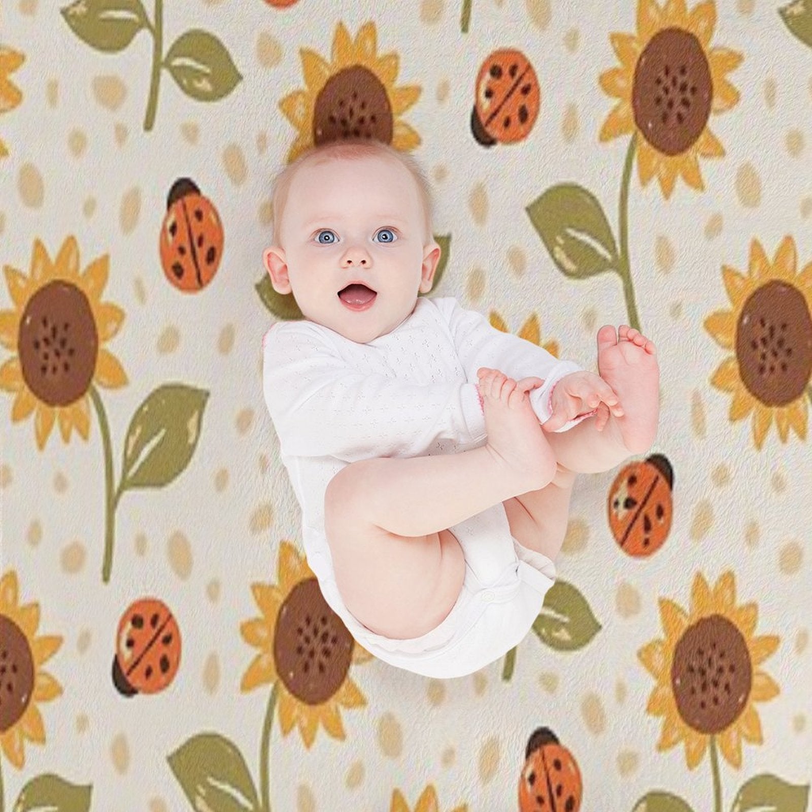 Sunflowers And Ladybugs Shrink-resistant Throw Blanket
