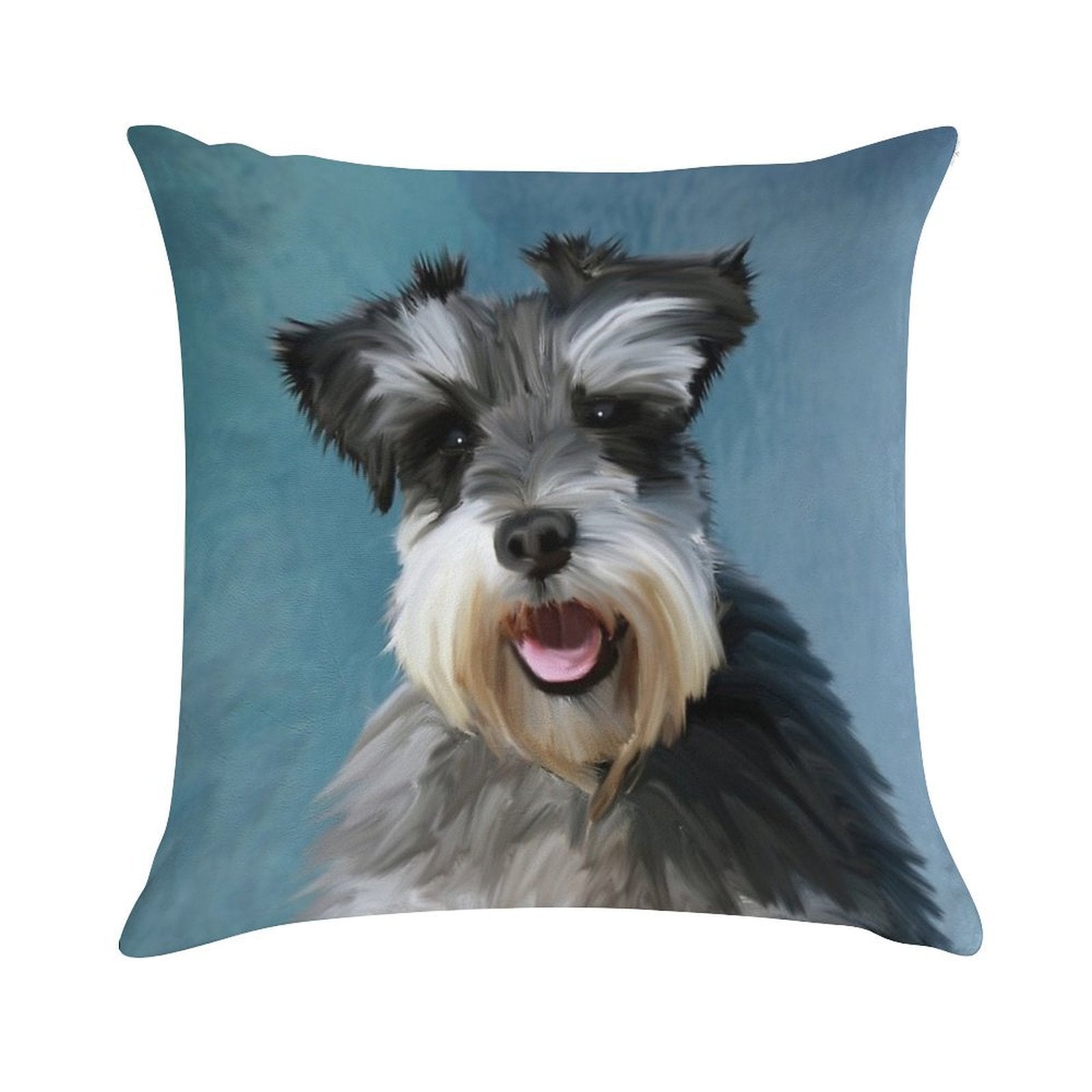 Miniature Schnauzer Dog Water Color Art Painting Soft Durable Construction Throw Pillow