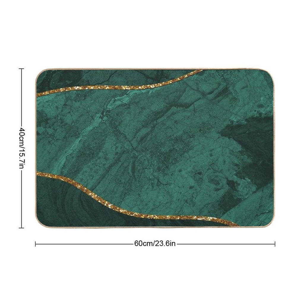 Organic Marbled Pattern Emerald Green  Versatile Bath Mat