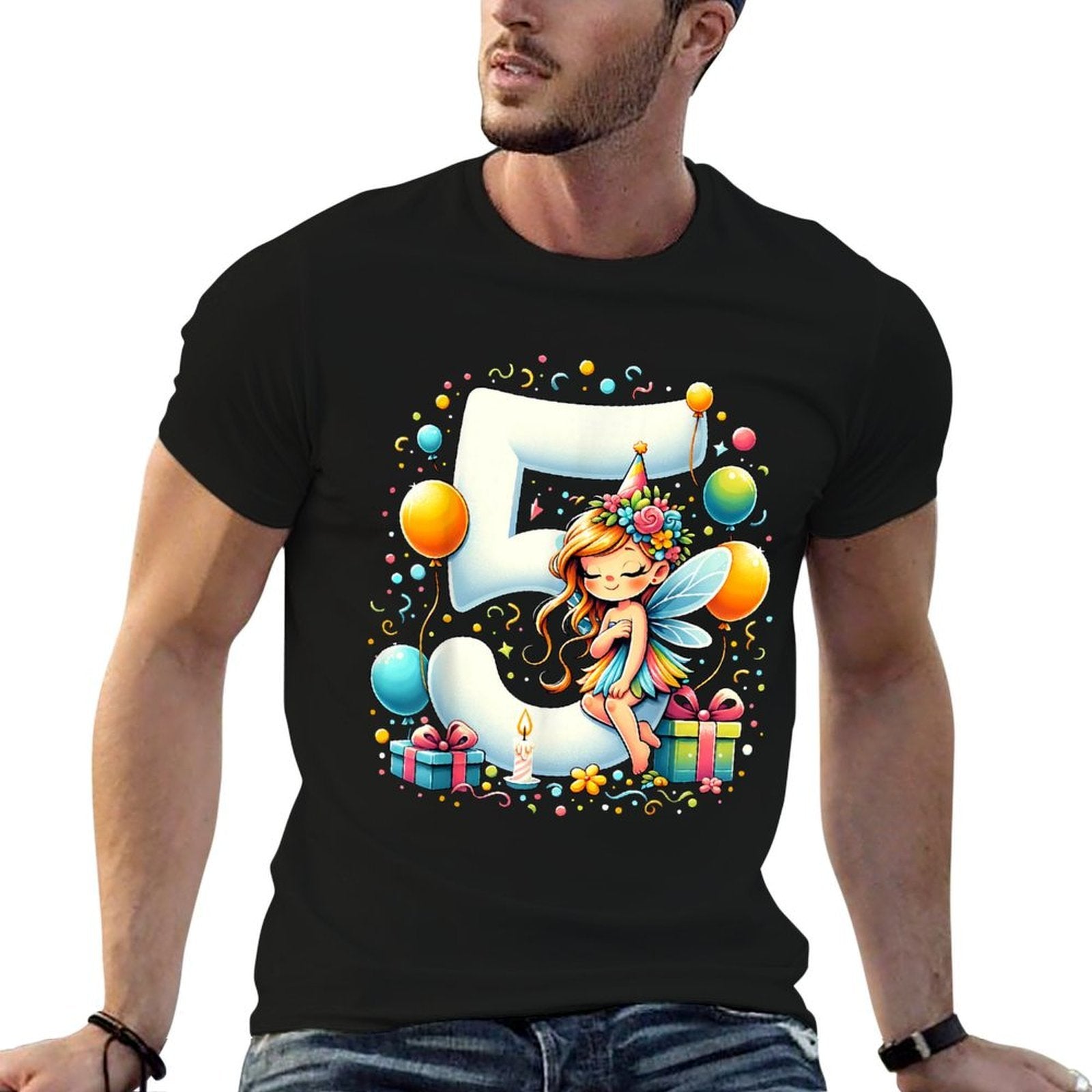 Kids Fairy Theme Fifth Bday Party 5th Fairy Birthday  Soft T-Shirt
