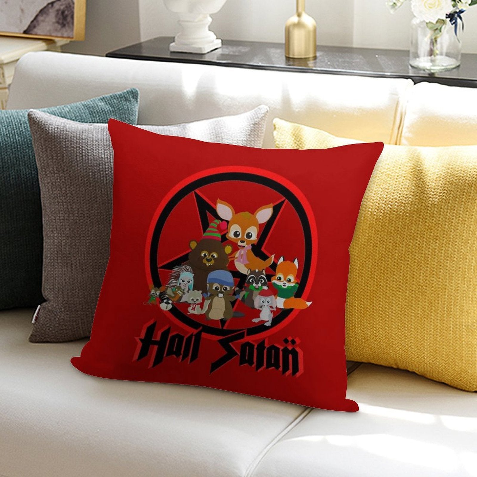 South Park - Woodland Critter Christmas - Hail Satan Soft Hidden Zipper Throw Pillow