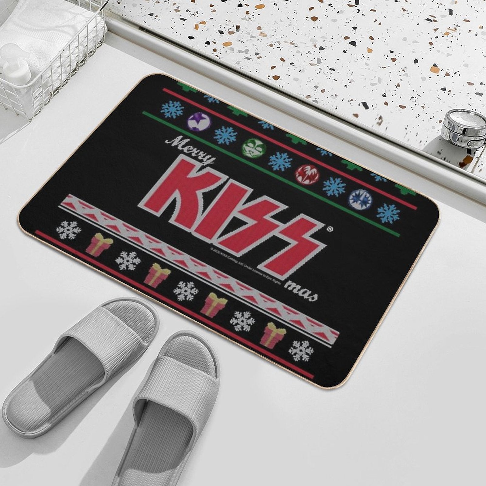 KISS ® The Band - Merry KissMas Ugly Sweater Durable Bath Mat