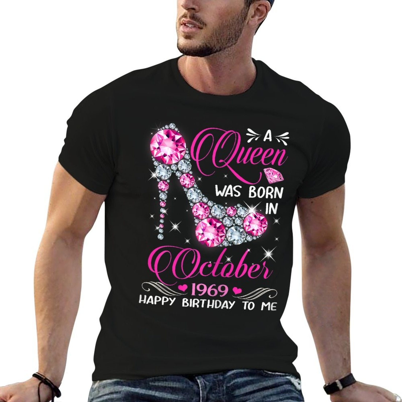 Womens Queens Are Born in October 1969 T 50th Birthday Gift  Oversized Silhouette T-Shirt