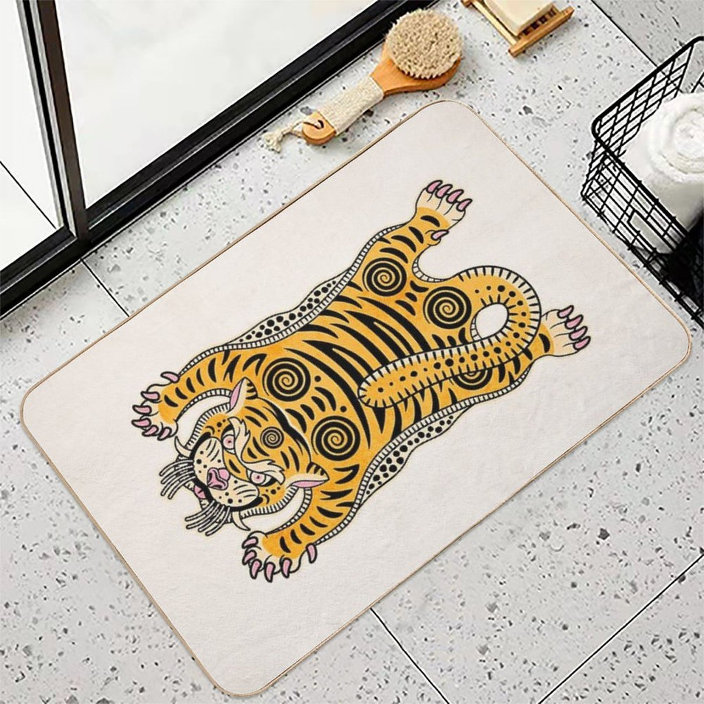 King Of The Jungle 01 Golden Tiger Edition  Fade-Resistant Bath Mat