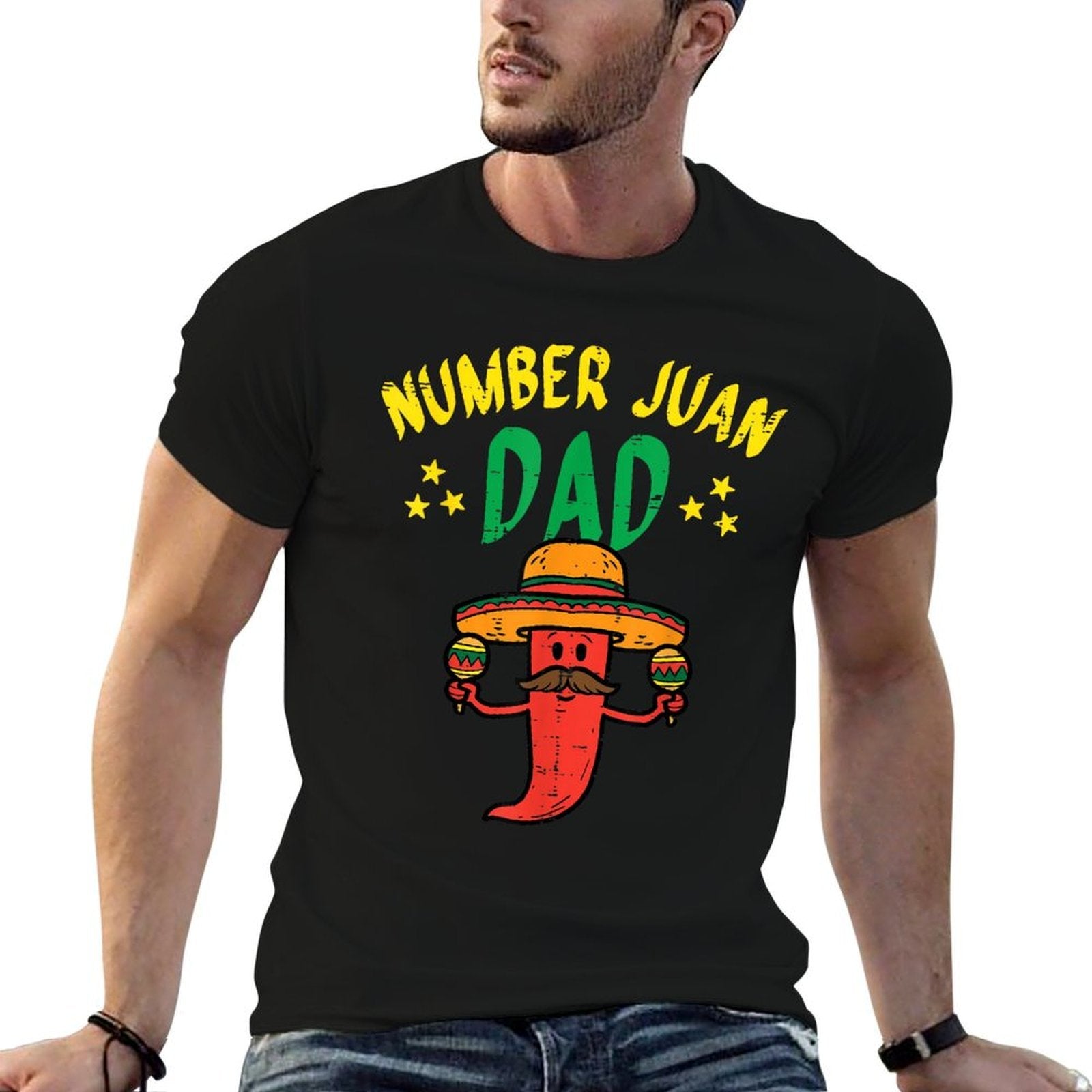 Number One Dad Mexican Fathers Day Funny Padre Juan Papa Men  Rolled Sleeves T-Shirt