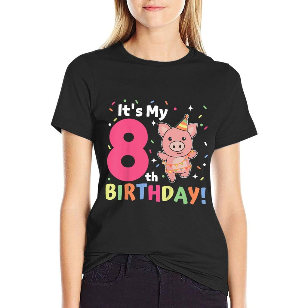 Kids 8th Birthday Pig For Children Eight Years Old  Versatile T-Shirt