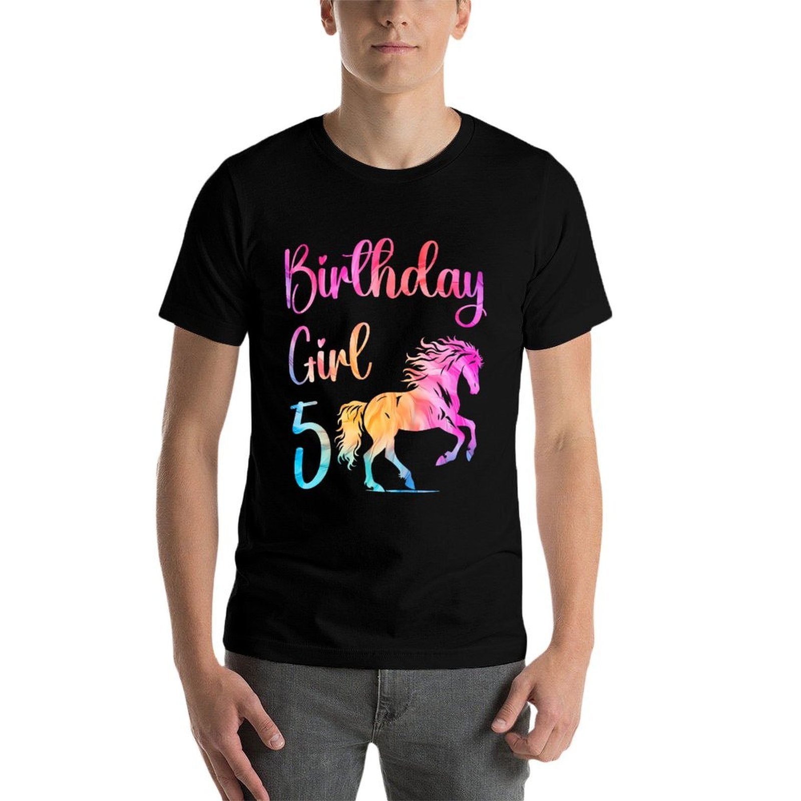 Kids 5th Birthday Horse 5 Year Old Girl Birthday Horse Lovers  Trendy Pattern T-Shirt