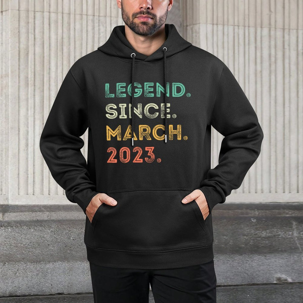 Kids 2 Years Old Legend Since March 2023 2nd Birthday Durable Construction Hoodie