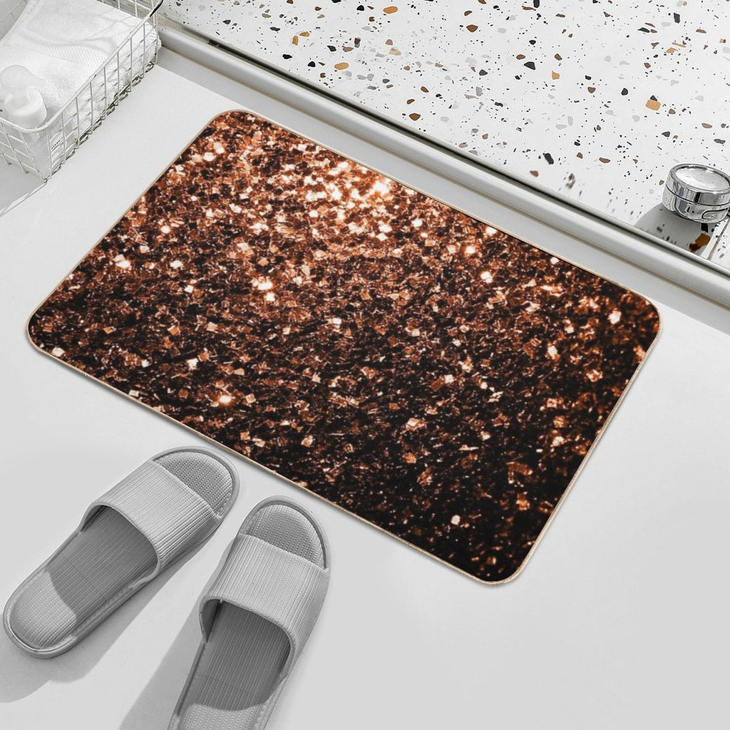 Bronze Orange Brown Faux Glitters Sparkles (Photo of Glitter - Not Reflective)  Non-Slip Bath Mat