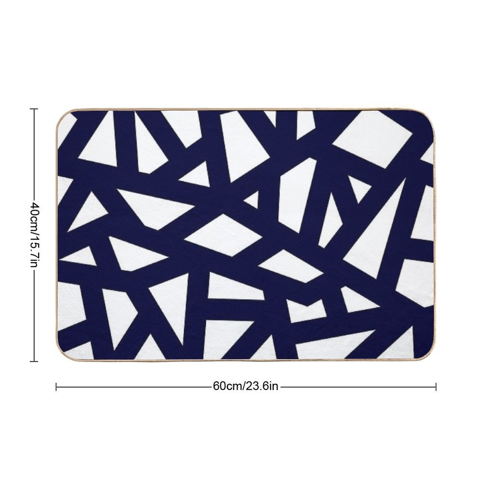 Navy Blue Thick Mosaic Lines On White  Absorbent Bath Mat