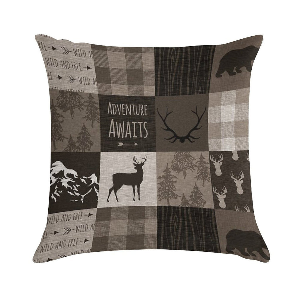 Adventure Patchwork - BrownBeige Soft Warmth Comfort Throw Pillow