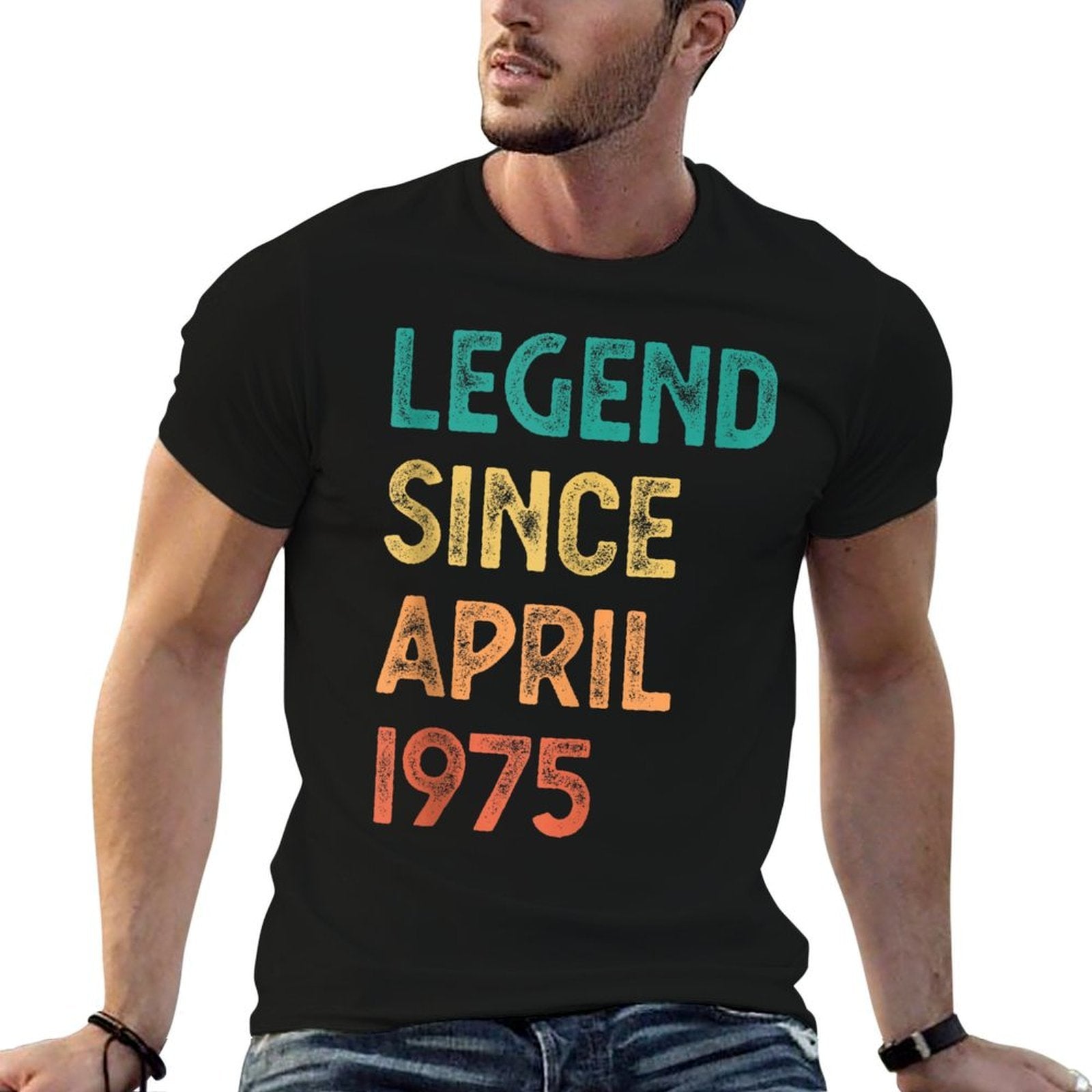 50th Birthday Men Women Legend Since April 1975  Oversized Silhouette T-Shirt