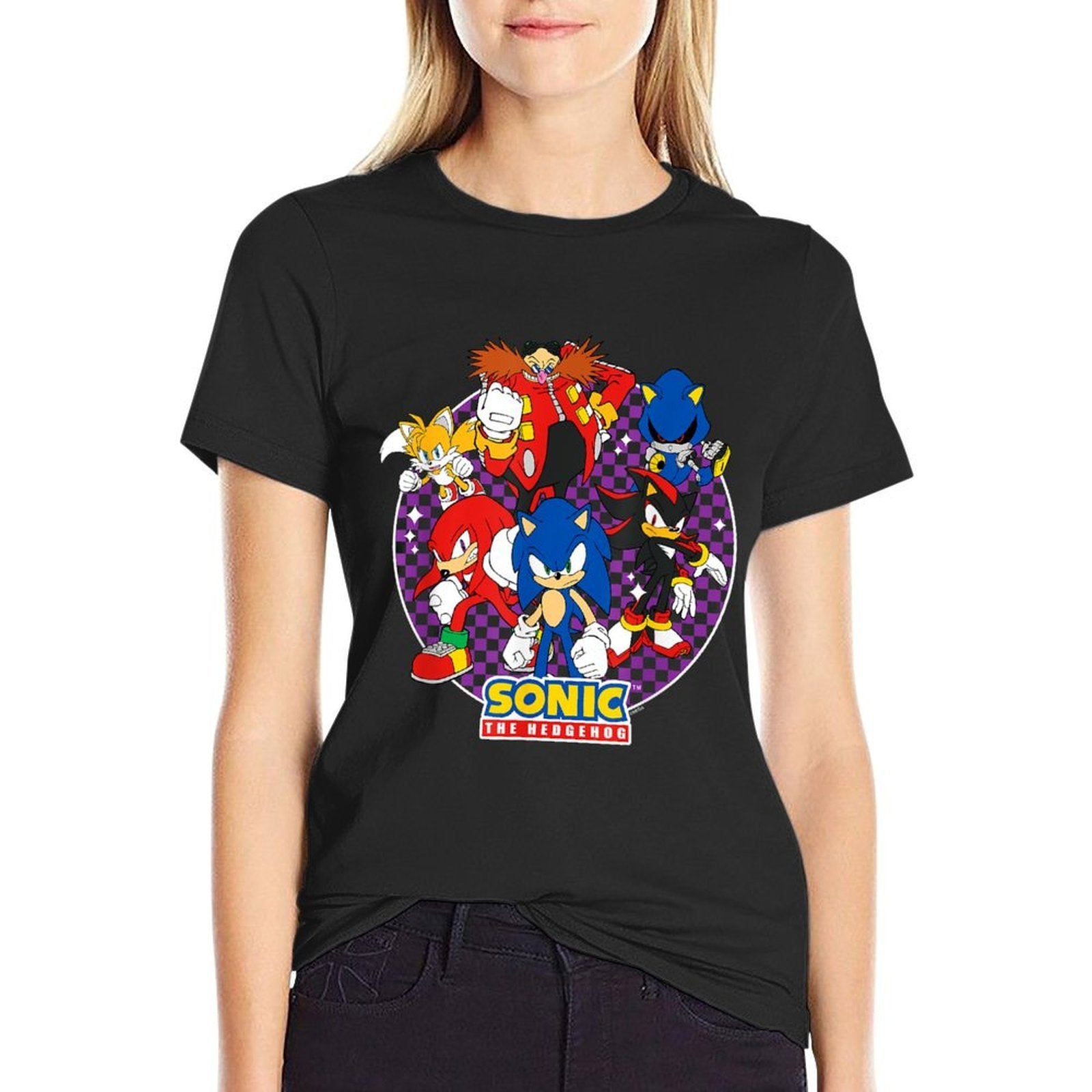 Sonic The Hedgehog Heroes & Villains Epic Portrait  Oversized Silhouette T-Shirt