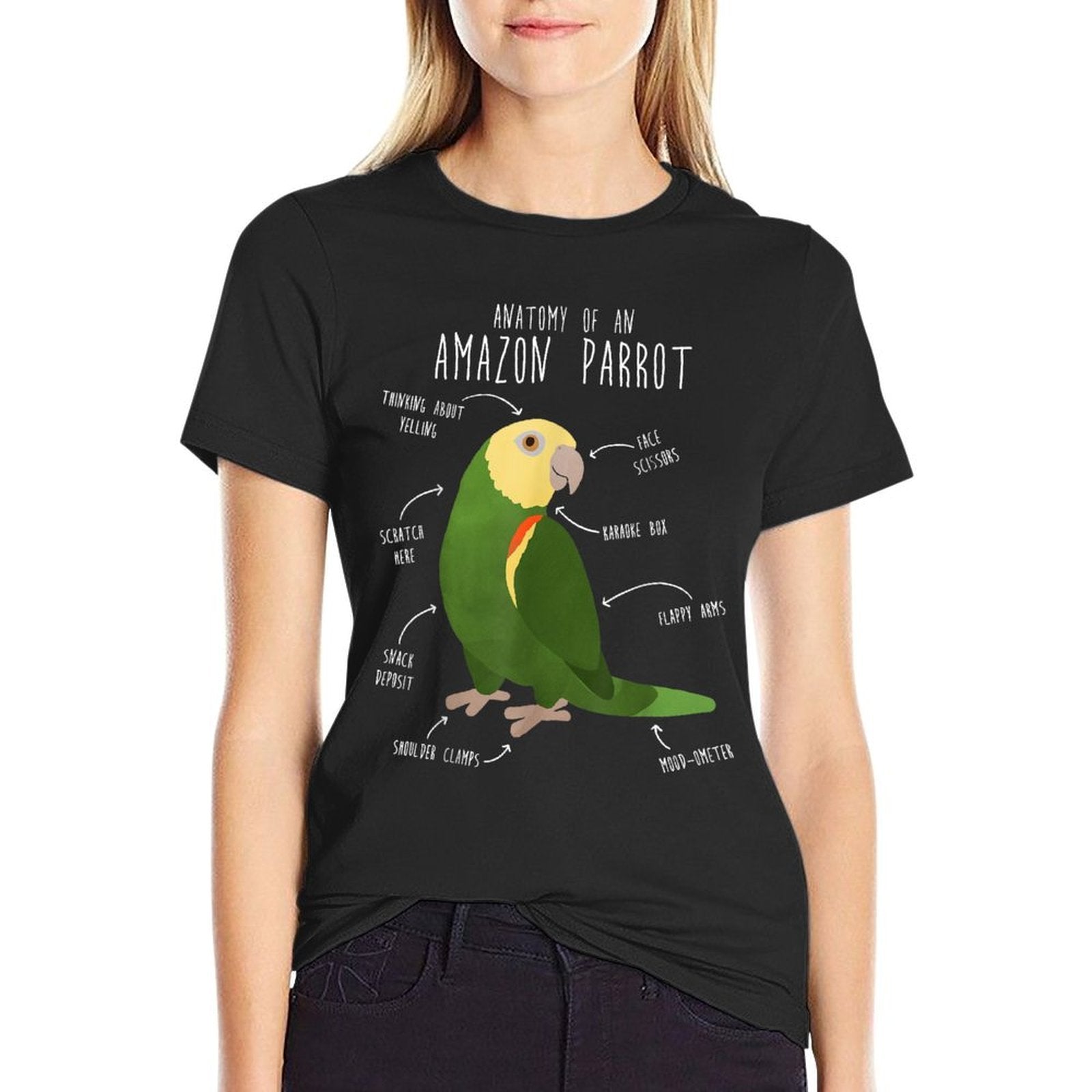 Amazon Parrot Anatomy, Cute Funny Pet Double Yellow Bird  Tagless Design T-Shirt