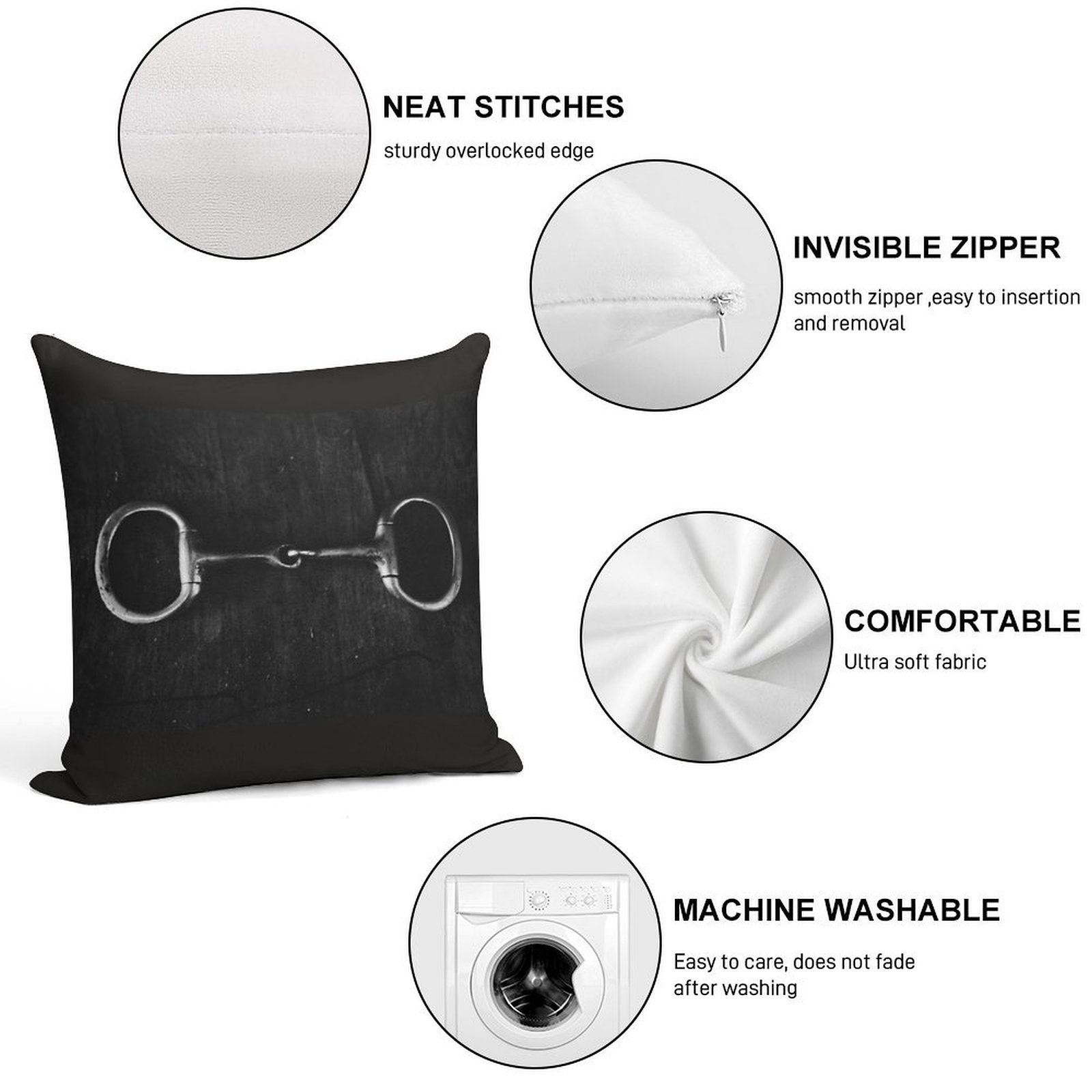 Snaffle Soft Skin-Friendly Throw Pillow