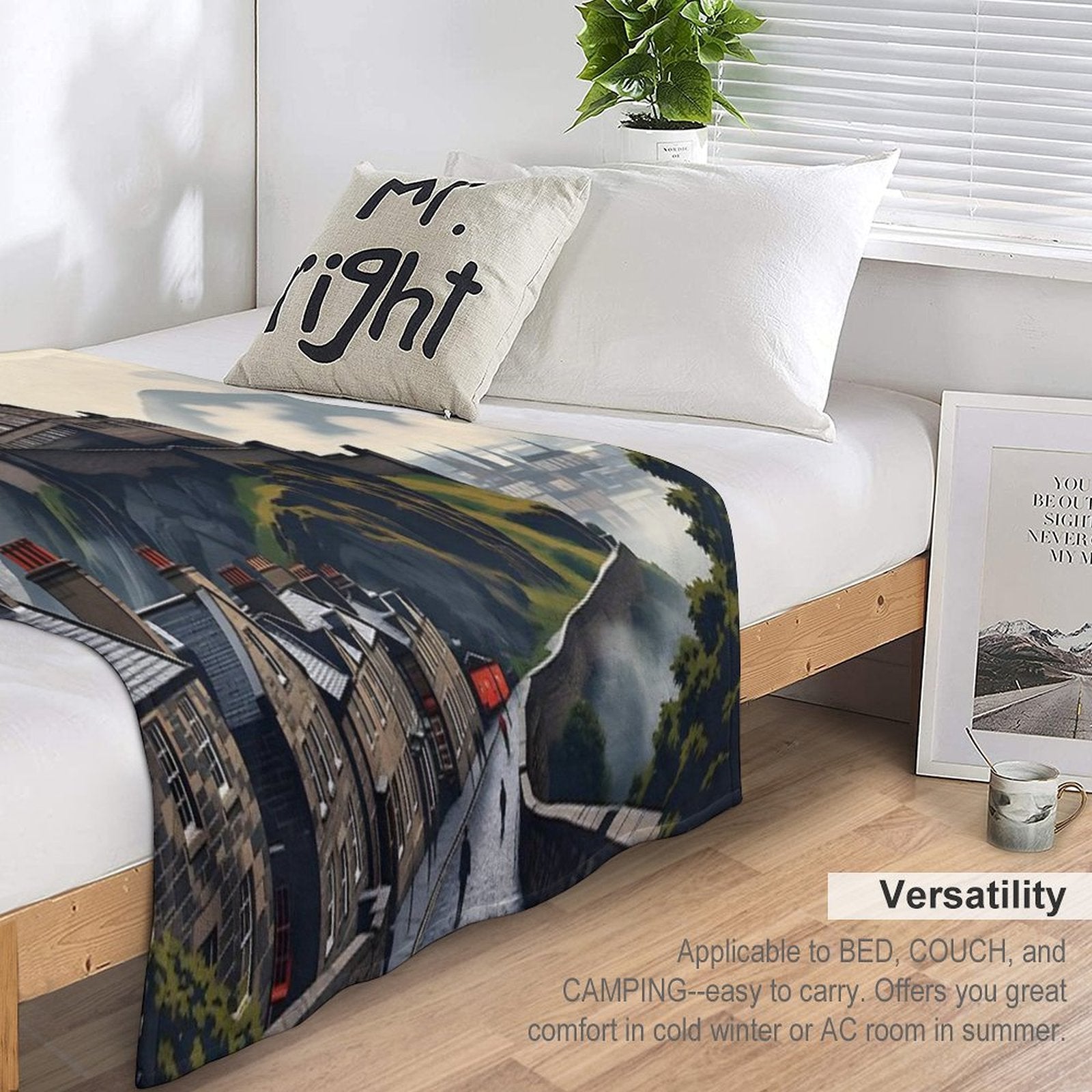 Edinburgh Vintage-Style Painterly Travel Poster Wrinkle-free Throw Blanket